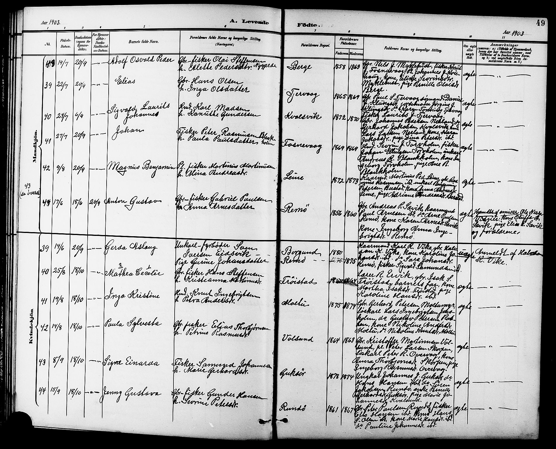 Ministerialprotokoller, klokkerbøker og fødselsregistre - Møre og Romsdal, AV/SAT-A-1454/507/L0082: Klokkerbok nr. 507C05, 1896-1914, s. 49