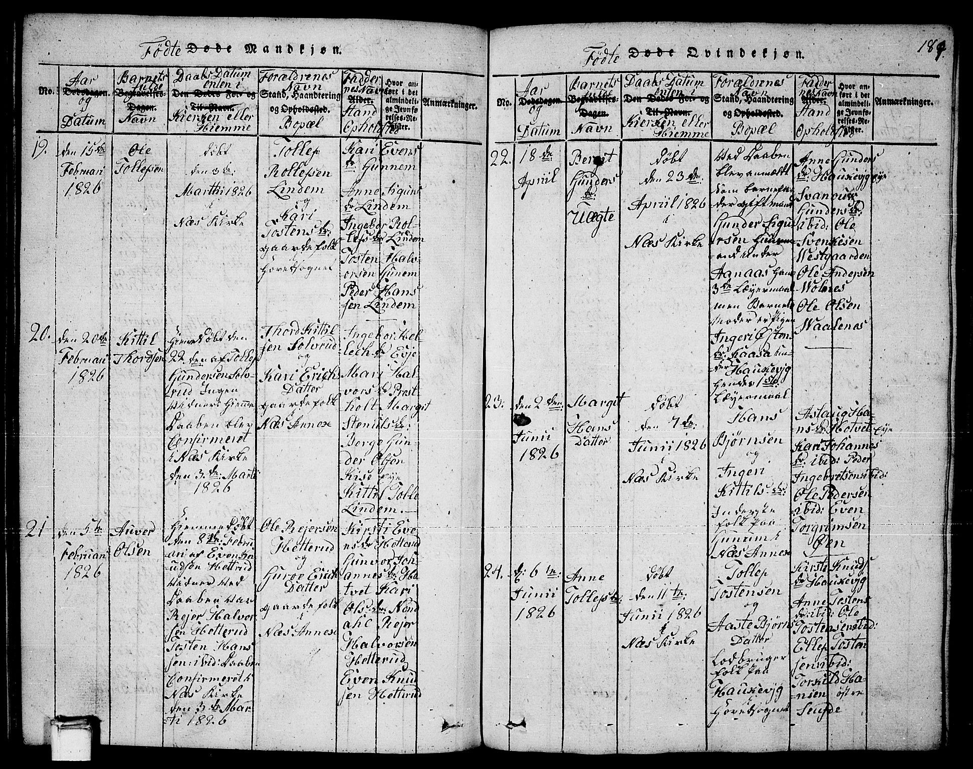 Sauherad kirkebøker, AV/SAKO-A-298/F/Fa/L0005: Ministerialbok nr. I 5, 1815-1829, s. 189