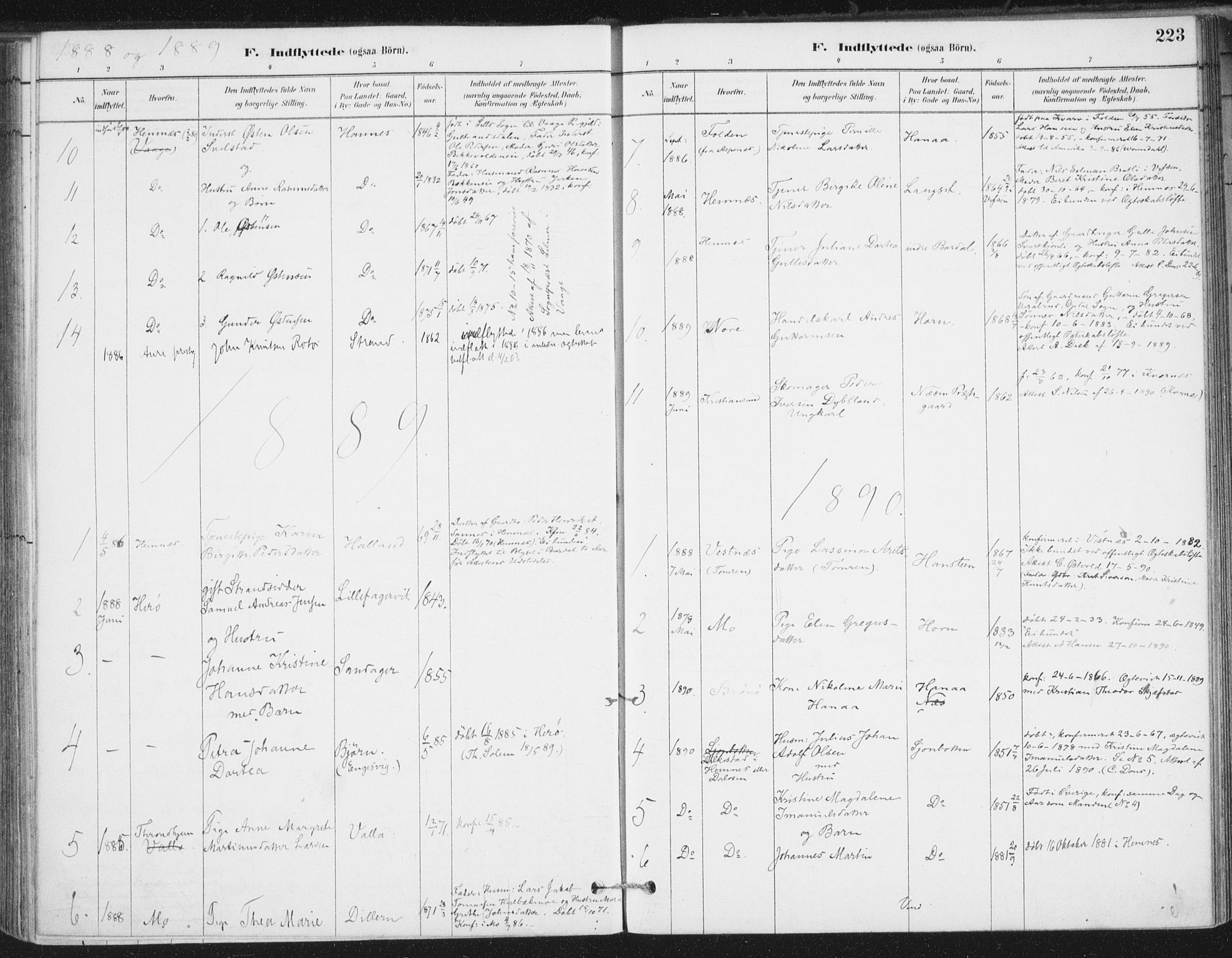 Ministerialprotokoller, klokkerbøker og fødselsregistre - Nordland, SAT/A-1459/838/L0553: Ministerialbok nr. 838A11, 1880-1910, s. 223