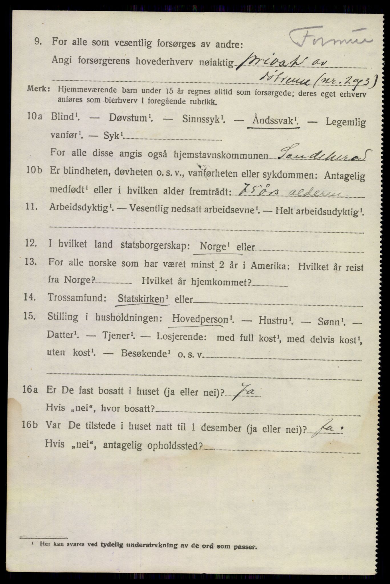 SAKO, Folketelling 1920 for 0724 Sandeherred herred, 1920, s. 9235