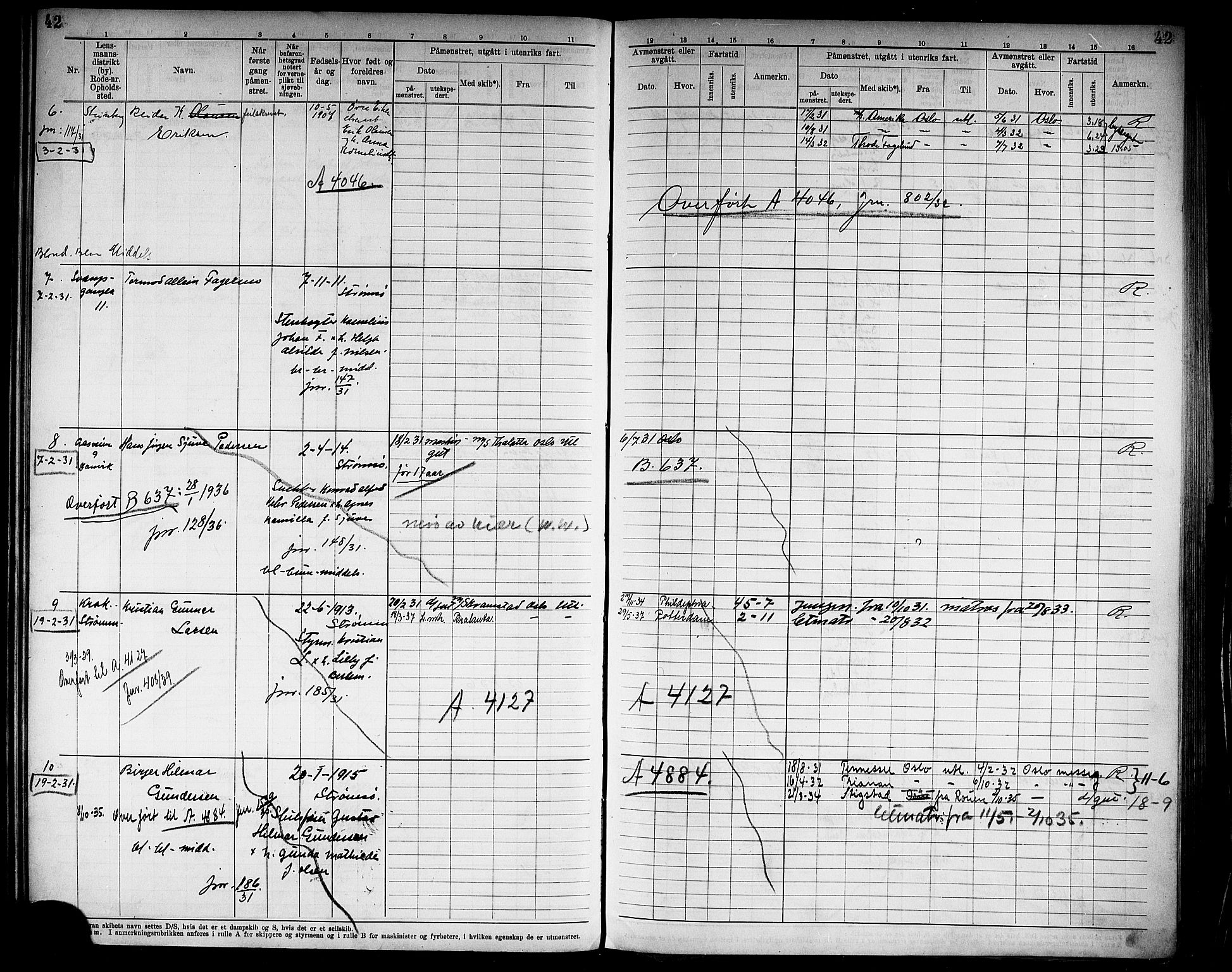 Drammen innrulleringsdistrikt, AV/SAKO-A-781/F/Fd/L0007: Midlertidige patenter, 1930-1940, s. 44