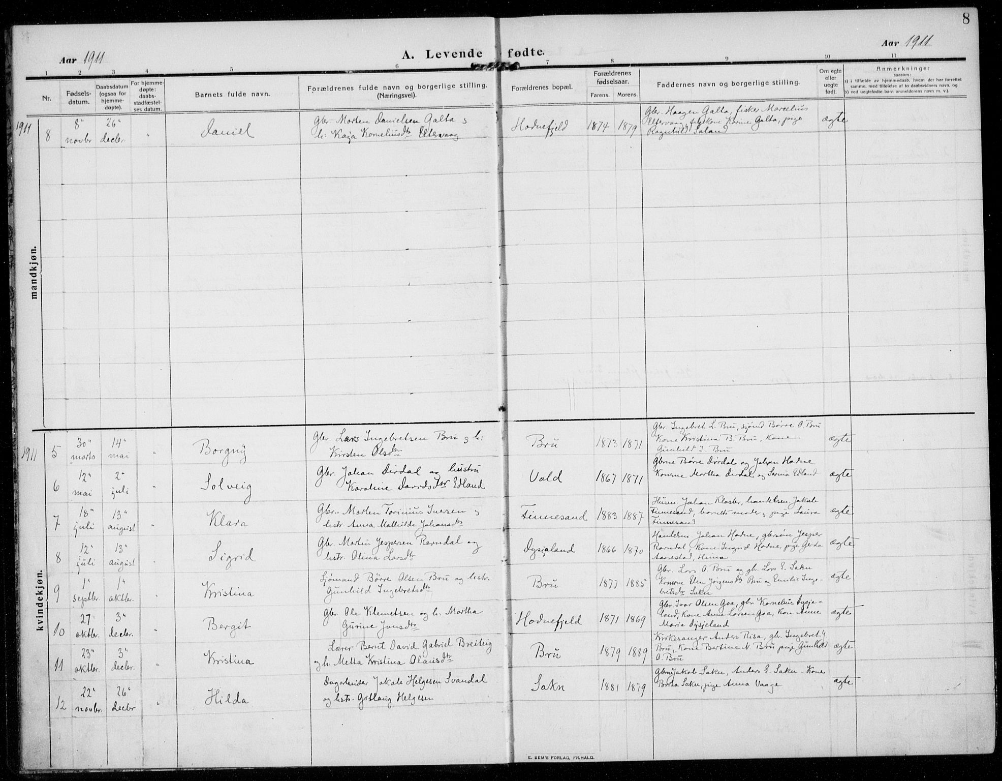 Rennesøy sokneprestkontor, SAST/A -101827/H/Ha/Haa/L0017: Ministerialbok nr. A 17, 1908-1926, s. 8