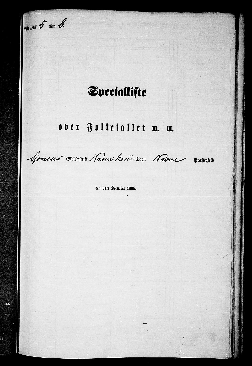 RA, Folketelling 1865 for 1828P Nesna prestegjeld, 1865, s. 116
