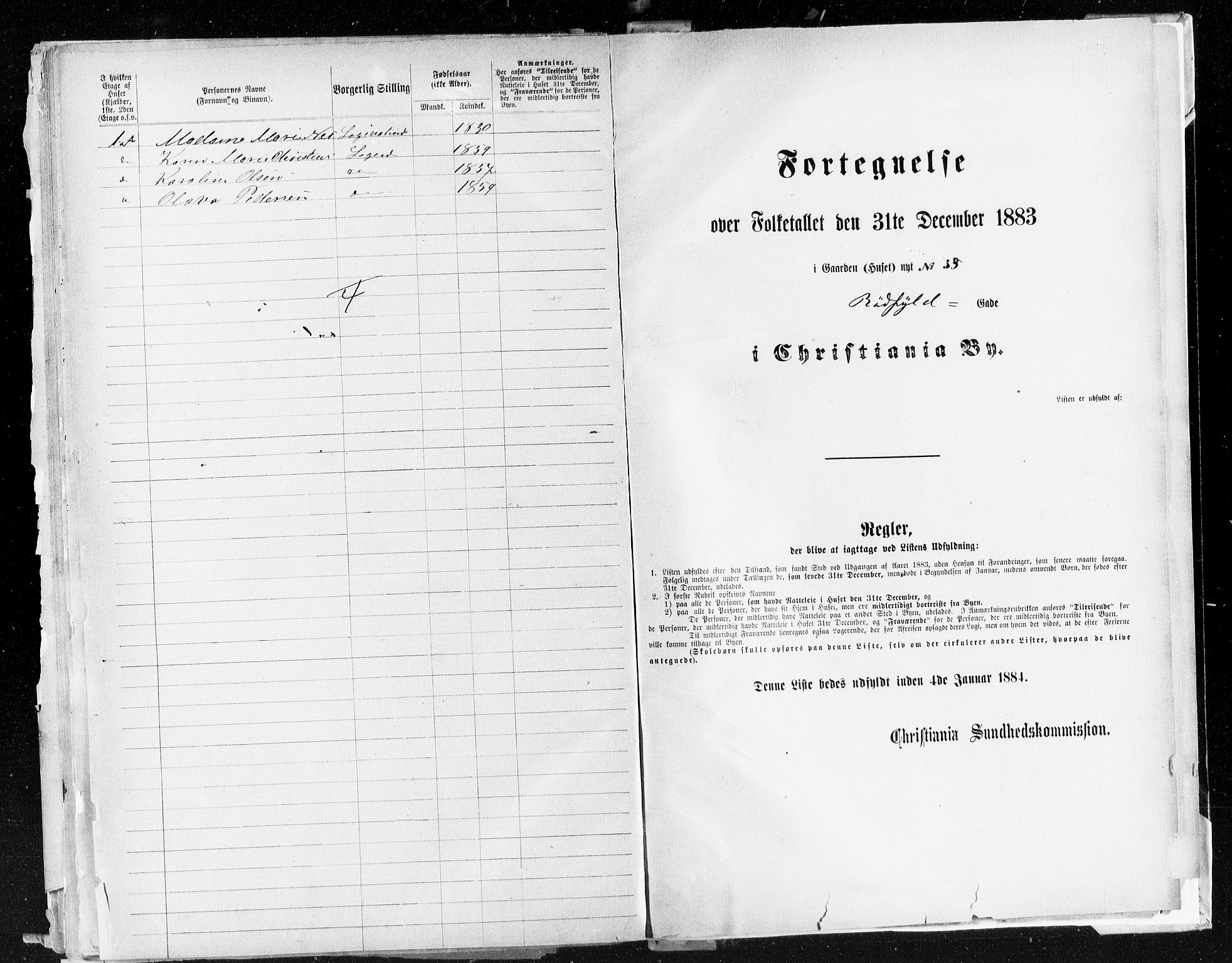 OBA, Kommunal folketelling 31.12.1883 for Kristiania kjøpstad, 1883, s. 3694