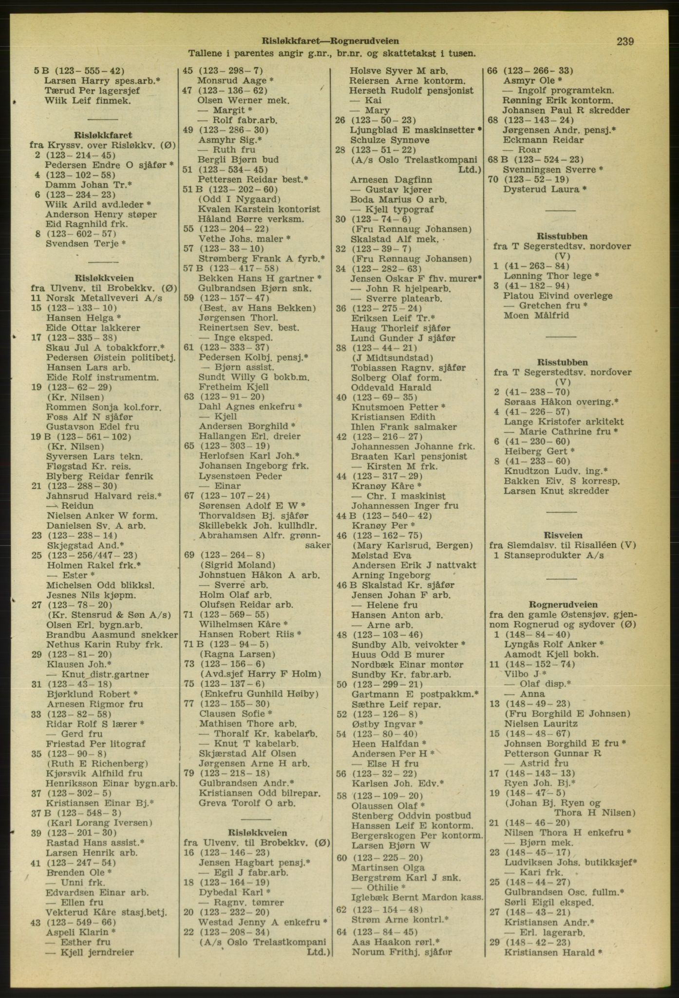 Kristiania/Oslo adressebok, PUBL/-, 1956-1957, s. 239
