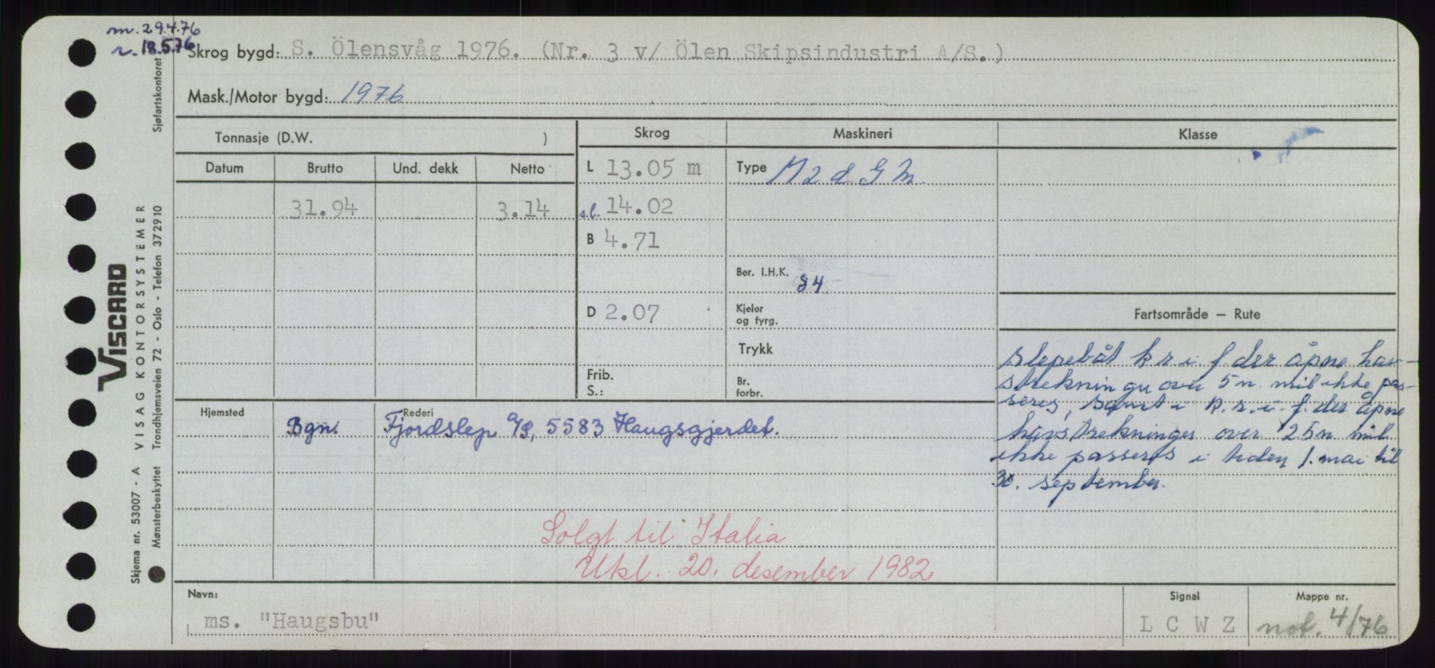 Sjøfartsdirektoratet med forløpere, Skipsmålingen, RA/S-1627/H/Hd/L0014: Fartøy, H-Havl, s. 411