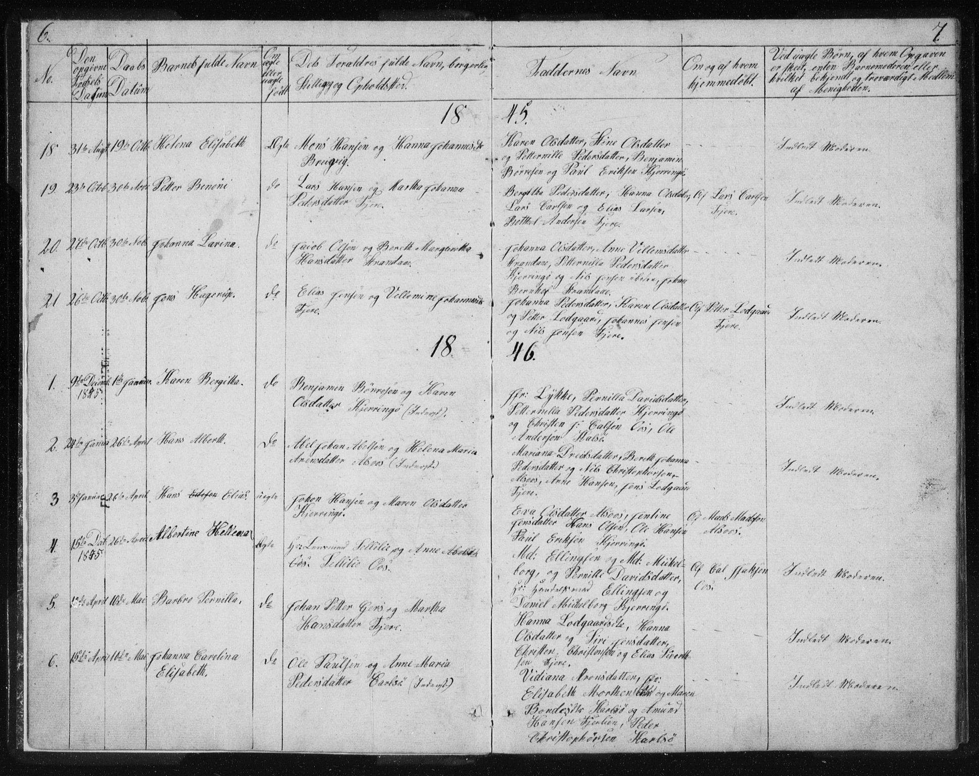 Ministerialprotokoller, klokkerbøker og fødselsregistre - Nordland, SAT/A-1459/803/L0074: Klokkerbok nr. 803C01, 1845-1866, s. 6-7