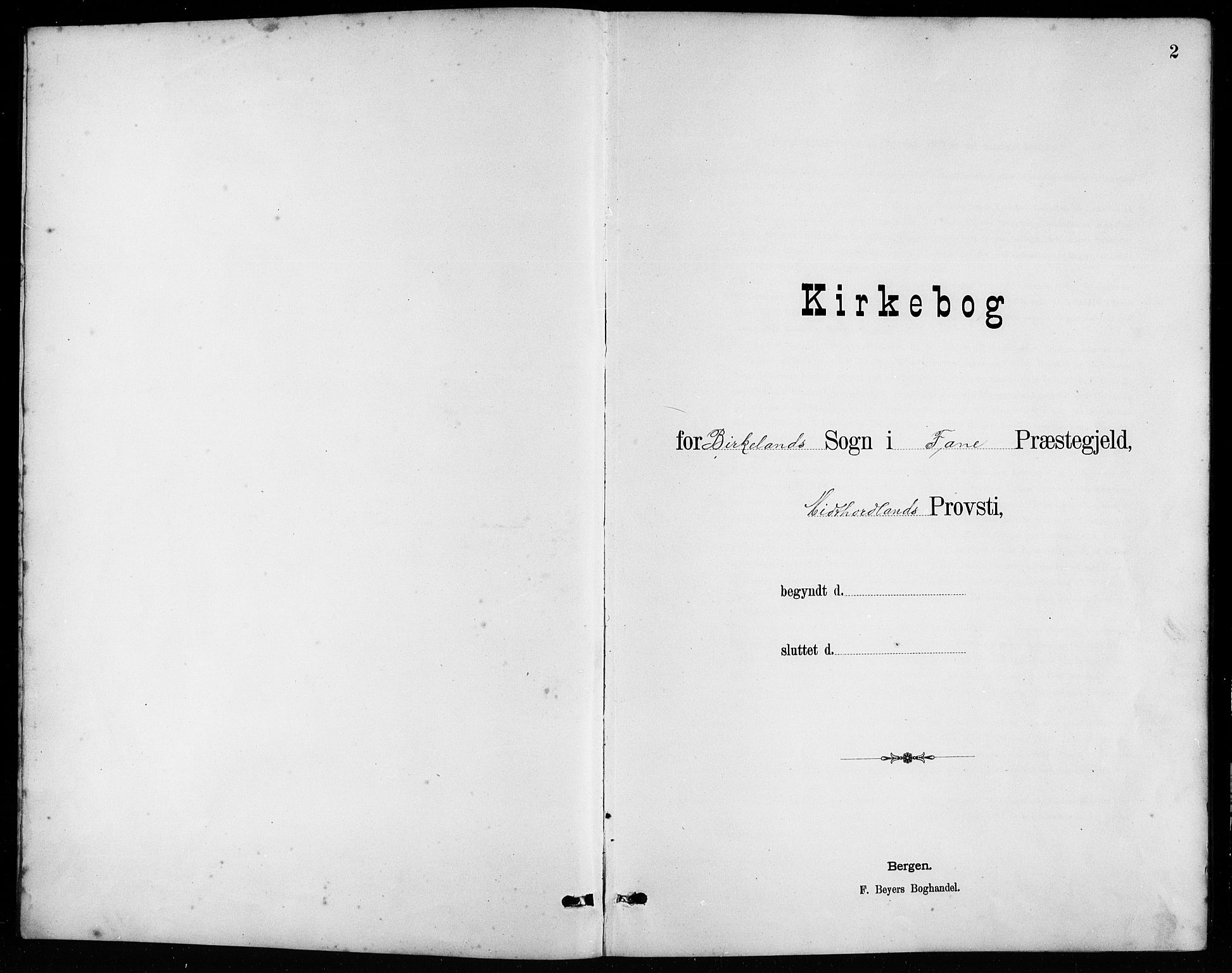 Birkeland Sokneprestembete, SAB/A-74601/H/Hab: Klokkerbok nr. A 4, 1888-1897, s. 2