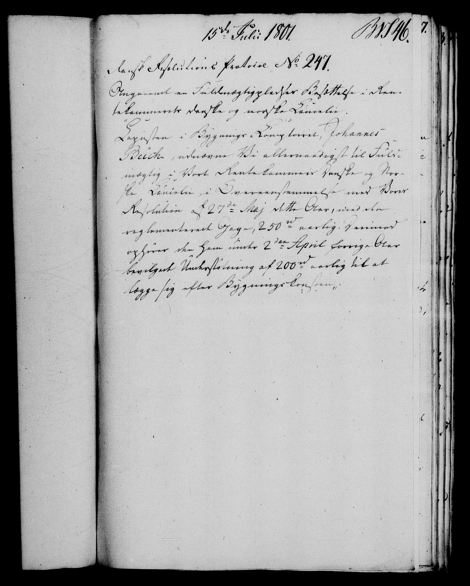 Rentekammeret, Renteskriverkontorene, AV/RA-EA-3115/M/Mf/Mfb/L0005: Relasjons- og resolusjonsprotokoll med register (merket RK 54.11), 1801-1802