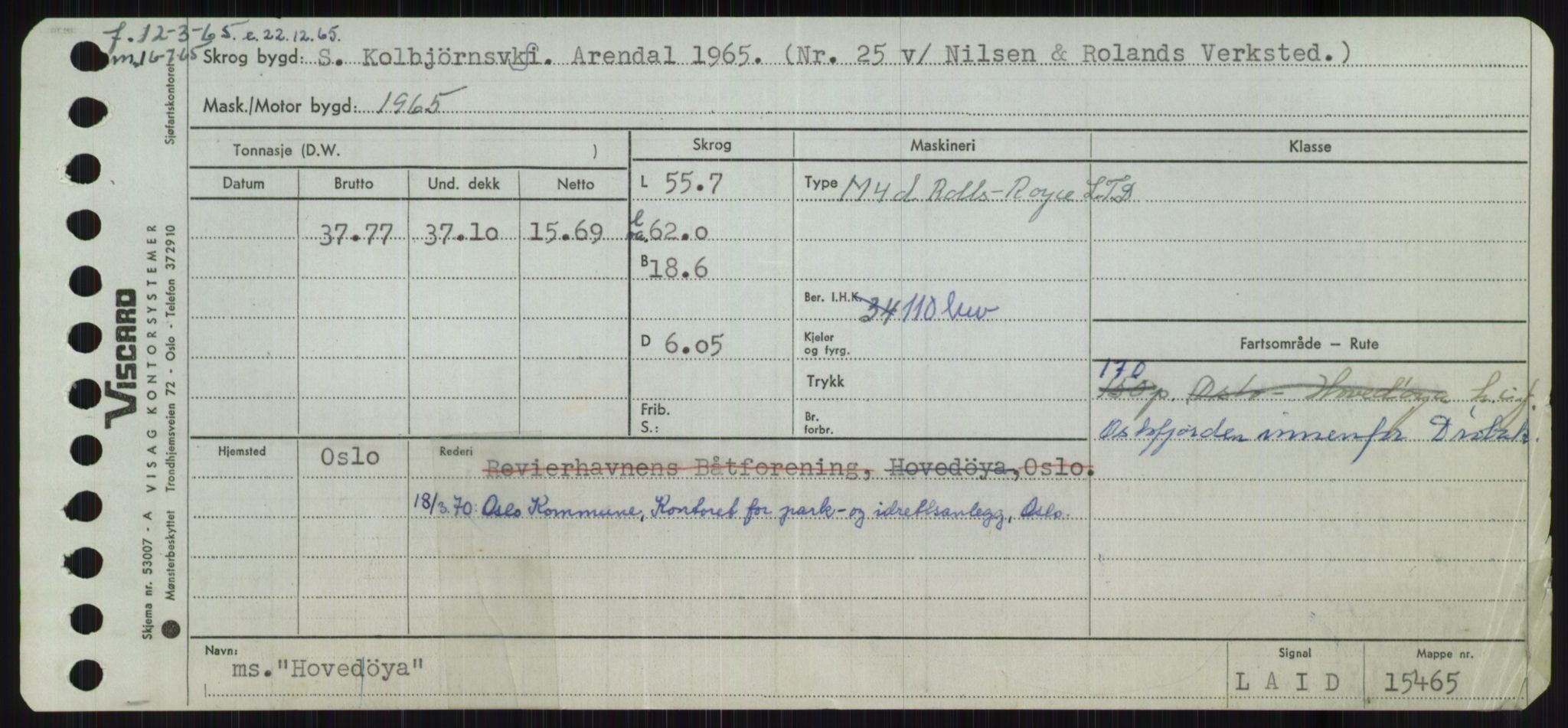 Sjøfartsdirektoratet med forløpere, Skipsmålingen, RA/S-1627/H/Ha/L0003/0001: Fartøy, Hilm-Mar / Fartøy, Hilm-Kol, s. 93