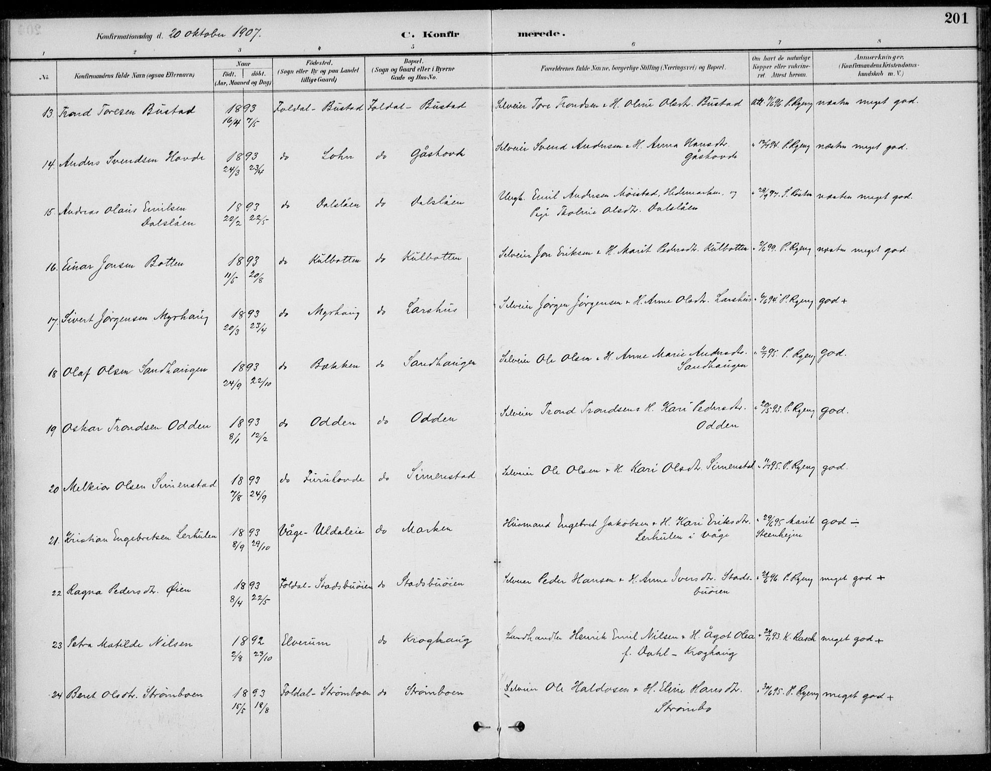 Alvdal prestekontor, SAH/PREST-060/H/Ha/Haa/L0003: Ministerialbok nr. 3, 1886-1912, s. 201