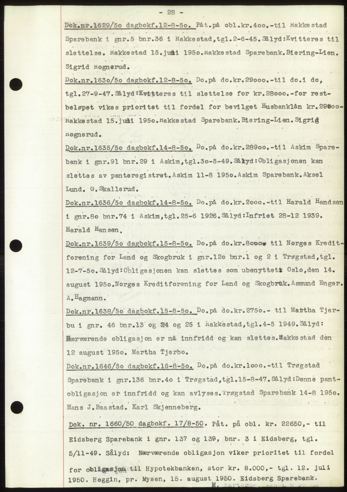 Rakkestad sorenskriveri, SAO/A-10686/G/Gb/Gba/Gbac/L0012: Pantebok nr. B1-4 og B16-20, 1949-1950, Dagboknr: 1629/1950