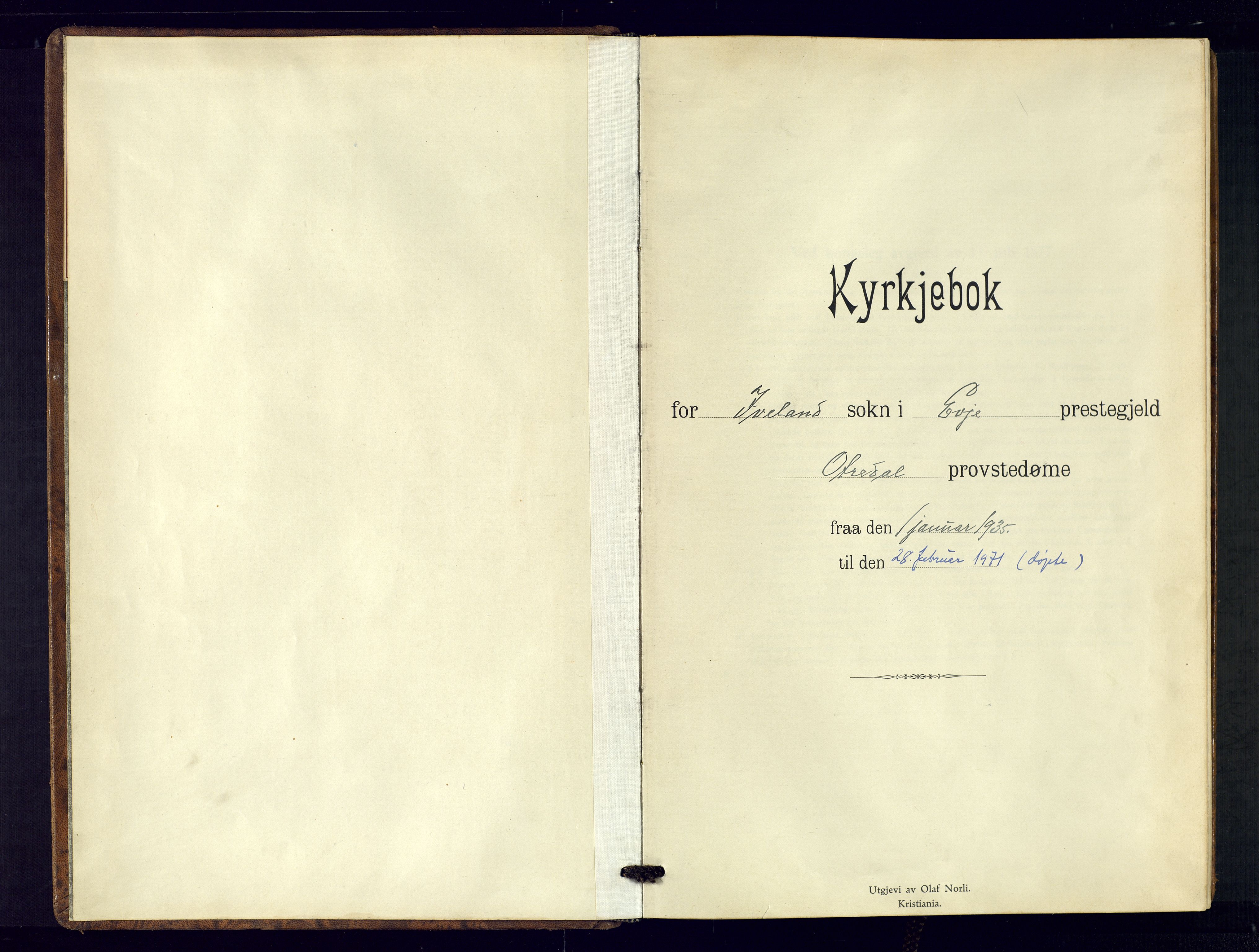 Evje sokneprestkontor, AV/SAK-1111-0008/F/Fb/Fbc/L0006: Klokkerbok nr. B-6, 1933-1971