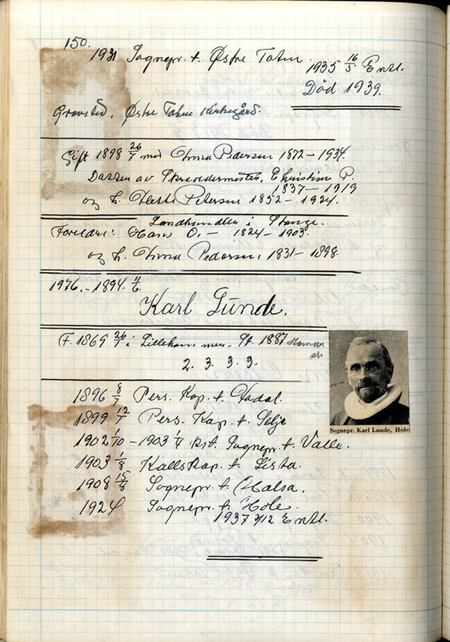 Stendal, Gunnar - samlinger til norsk prestehistorie, SAB/SAB/PA-0052/01/L0004: Norske teologer, 1890-1914