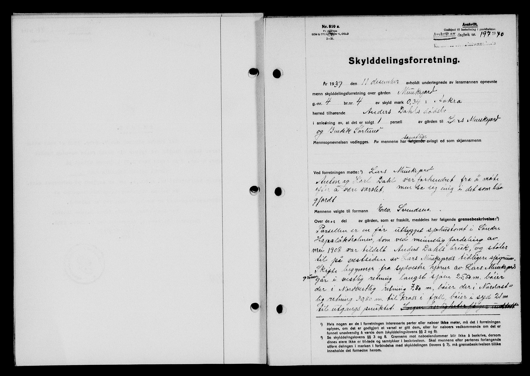 Karmsund sorenskriveri, SAST/A-100311/01/II/IIB/L0072: Pantebok nr. 53A, 1939-1940, Dagboknr: 197/1940