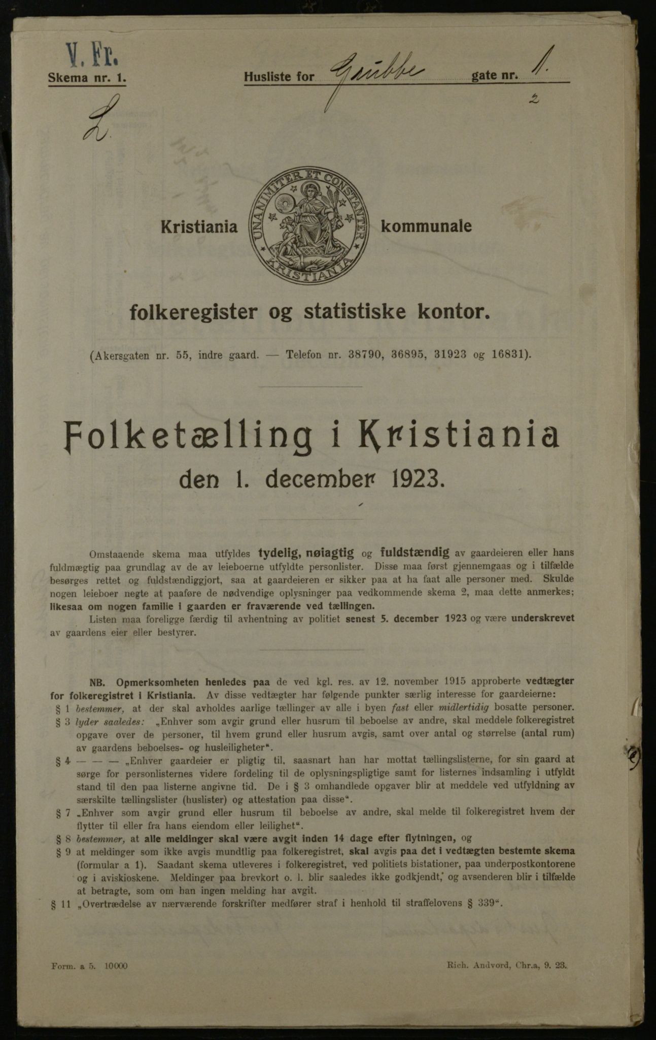 OBA, Kommunal folketelling 1.12.1923 for Kristiania, 1923, s. 34042