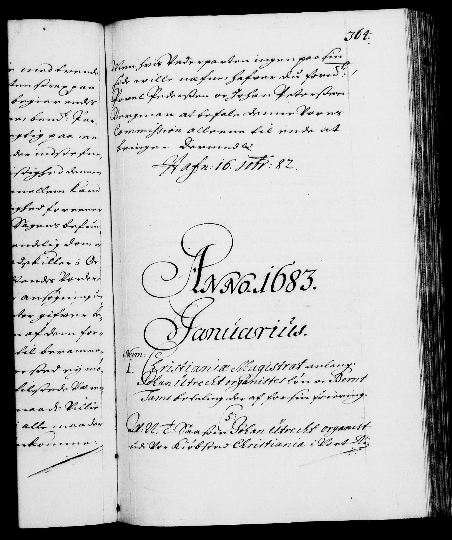 Danske Kanselli 1572-1799, RA/EA-3023/F/Fc/Fca/Fcab/L0012: Norske tegnelser (mikrofilm), 1670-1683, s. 364a