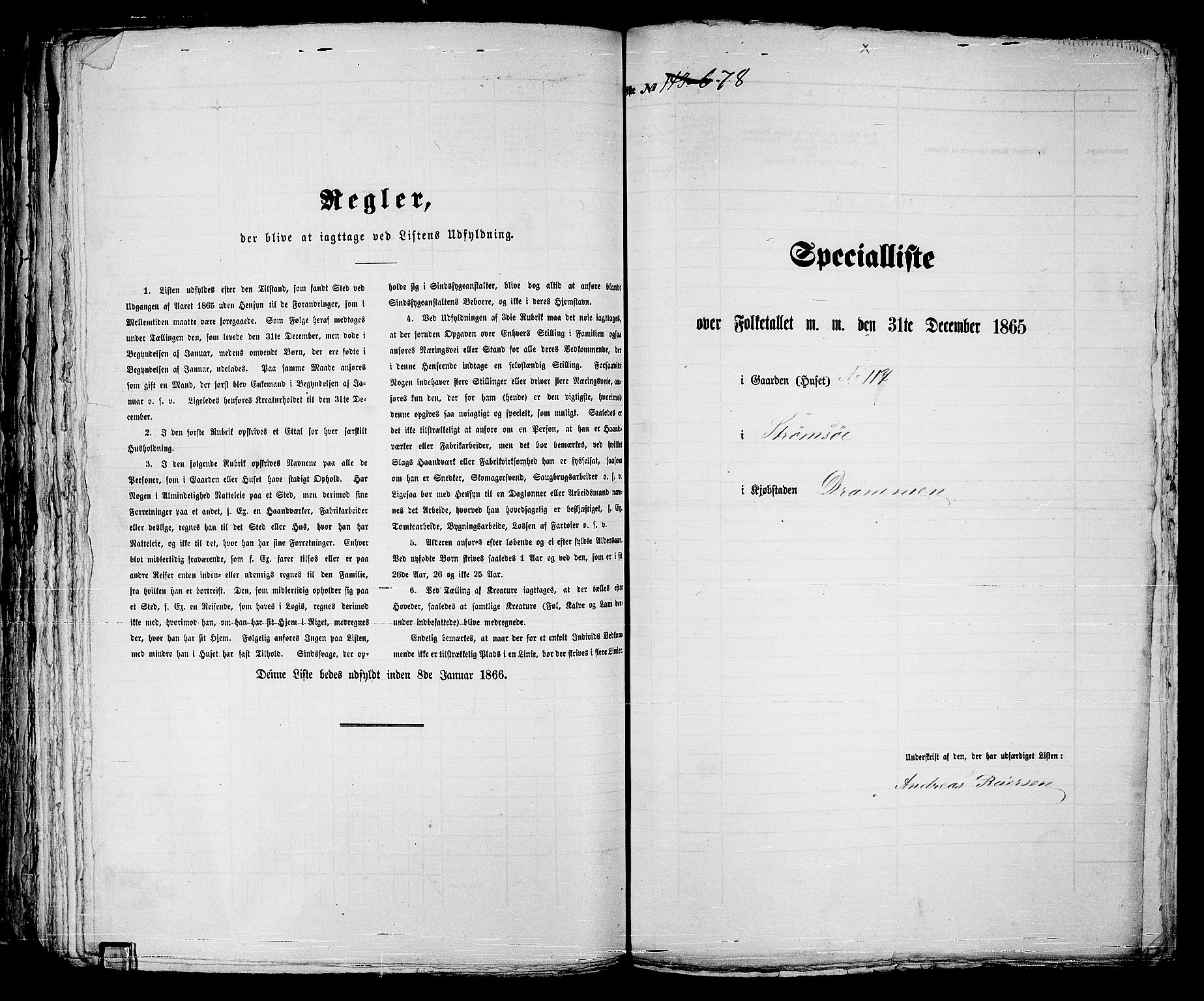 RA, Folketelling 1865 for 0602bP Strømsø prestegjeld i Drammen kjøpstad, 1865, s. 171