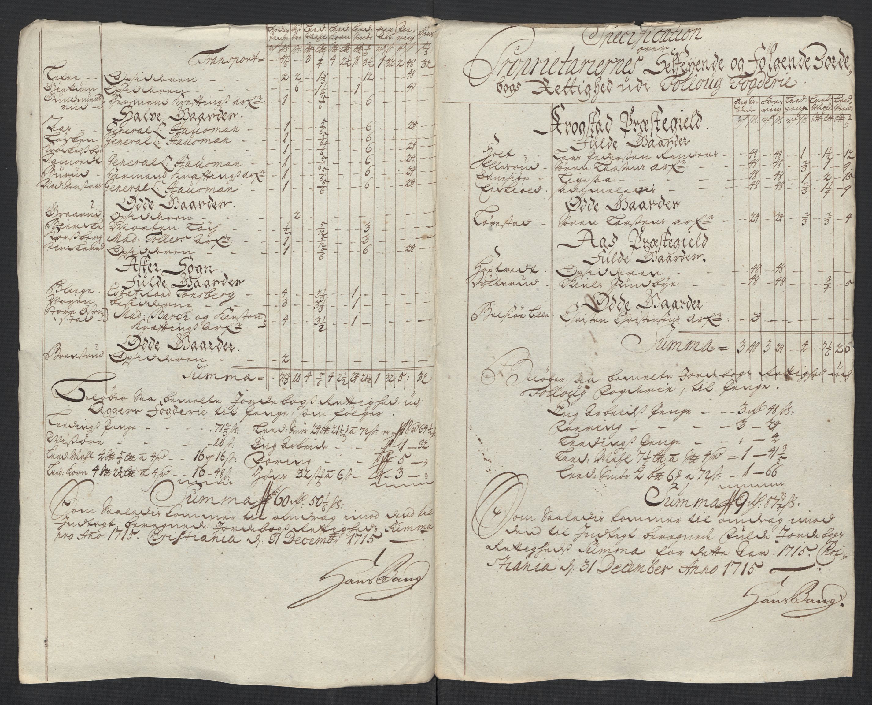 Rentekammeret inntil 1814, Reviderte regnskaper, Fogderegnskap, RA/EA-4092/R10/L0453: Fogderegnskap Aker og Follo, 1715, s. 262