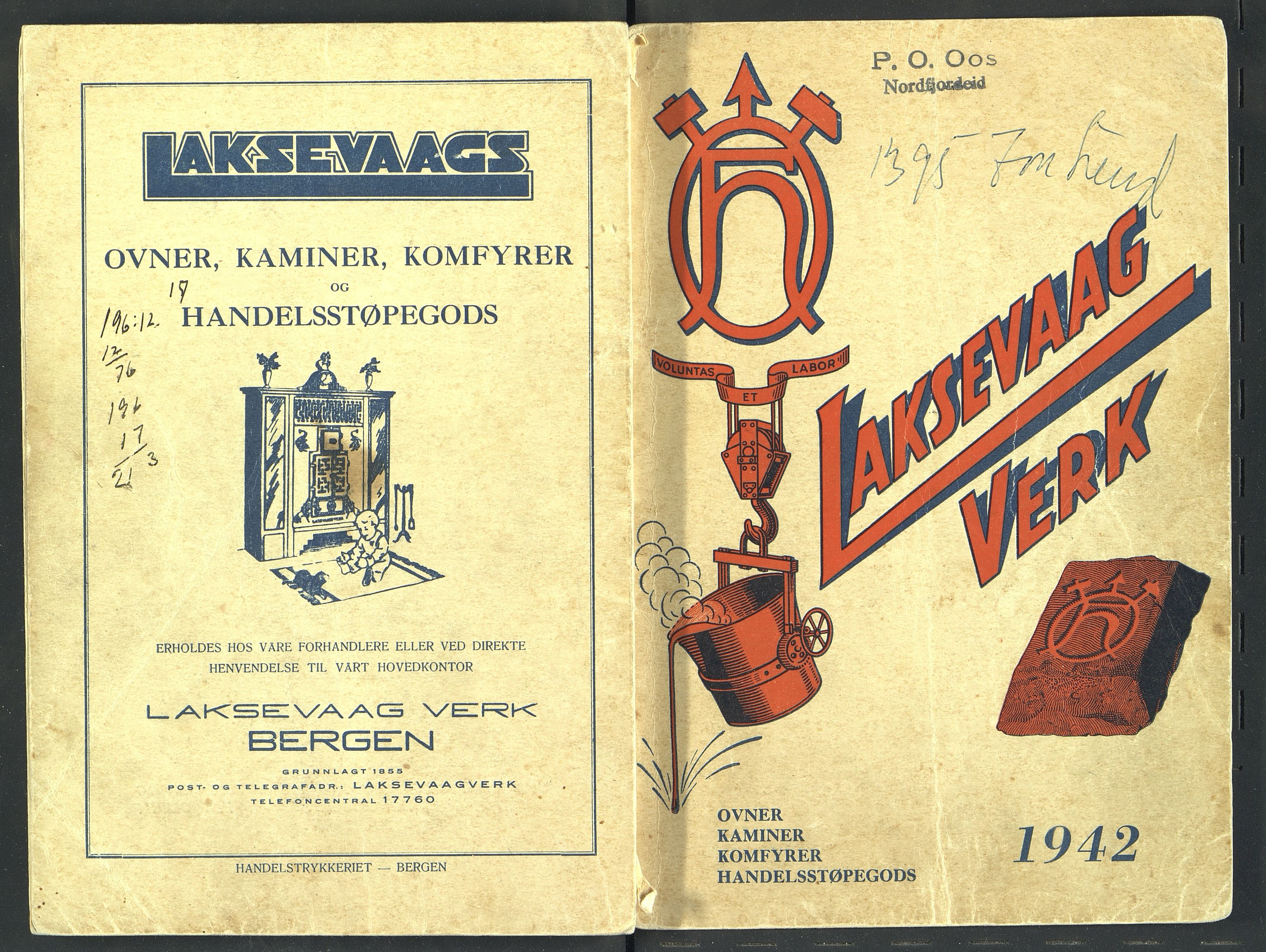 Næs Jernverksmuseets samling av historiske ovnskataloger, NESJ/NJM-006/01/L0025: Laksevaag Verk Bergen, 1942