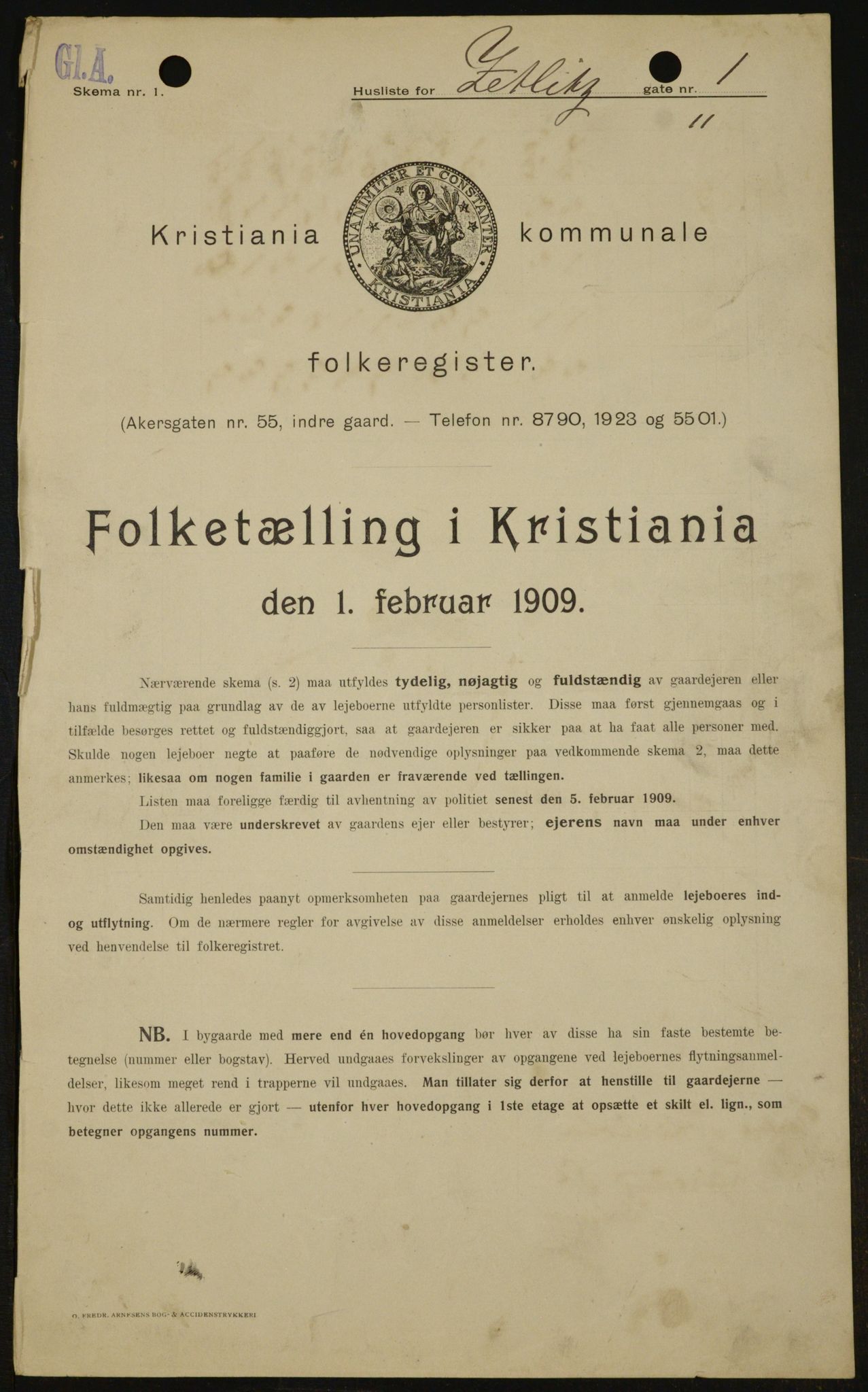 OBA, Kommunal folketelling 1.2.1909 for Kristiania kjøpstad, 1909, s. 116774