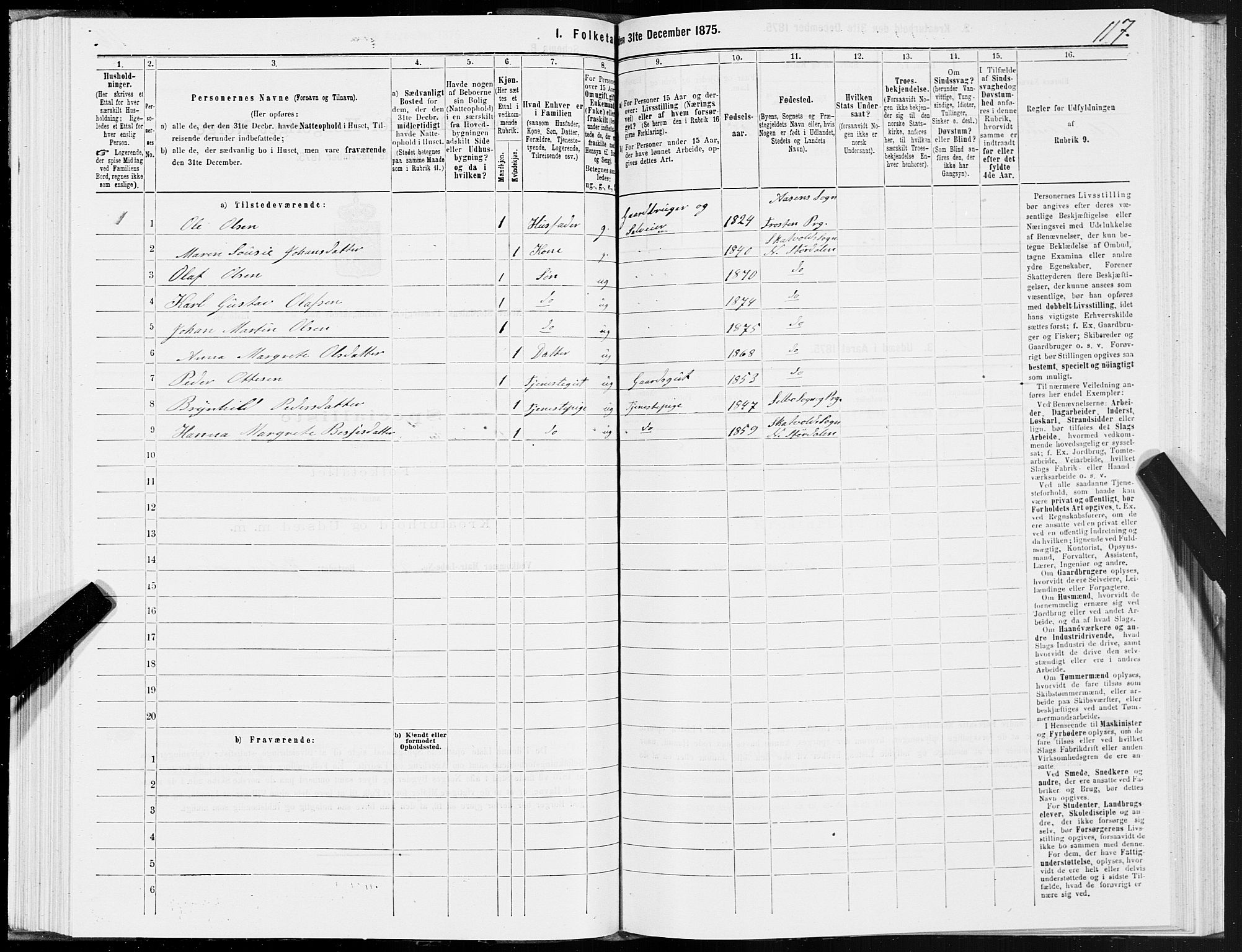 SAT, Folketelling 1875 for 1714P Nedre Stjørdal prestegjeld, 1875, s. 1117