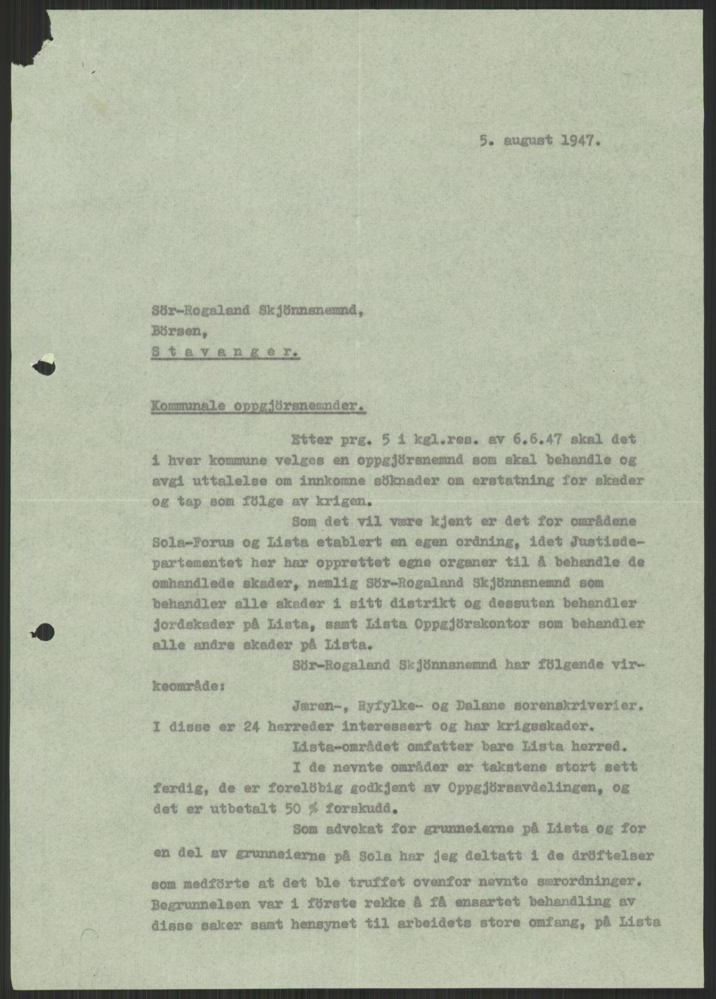 Forsvarsdepartementet, 10. kontor / Oppgjørskontoret, RA/RAFA-1225/D/Db/L0182: Lista oppgjørskontor, 1942-1950, s. 801