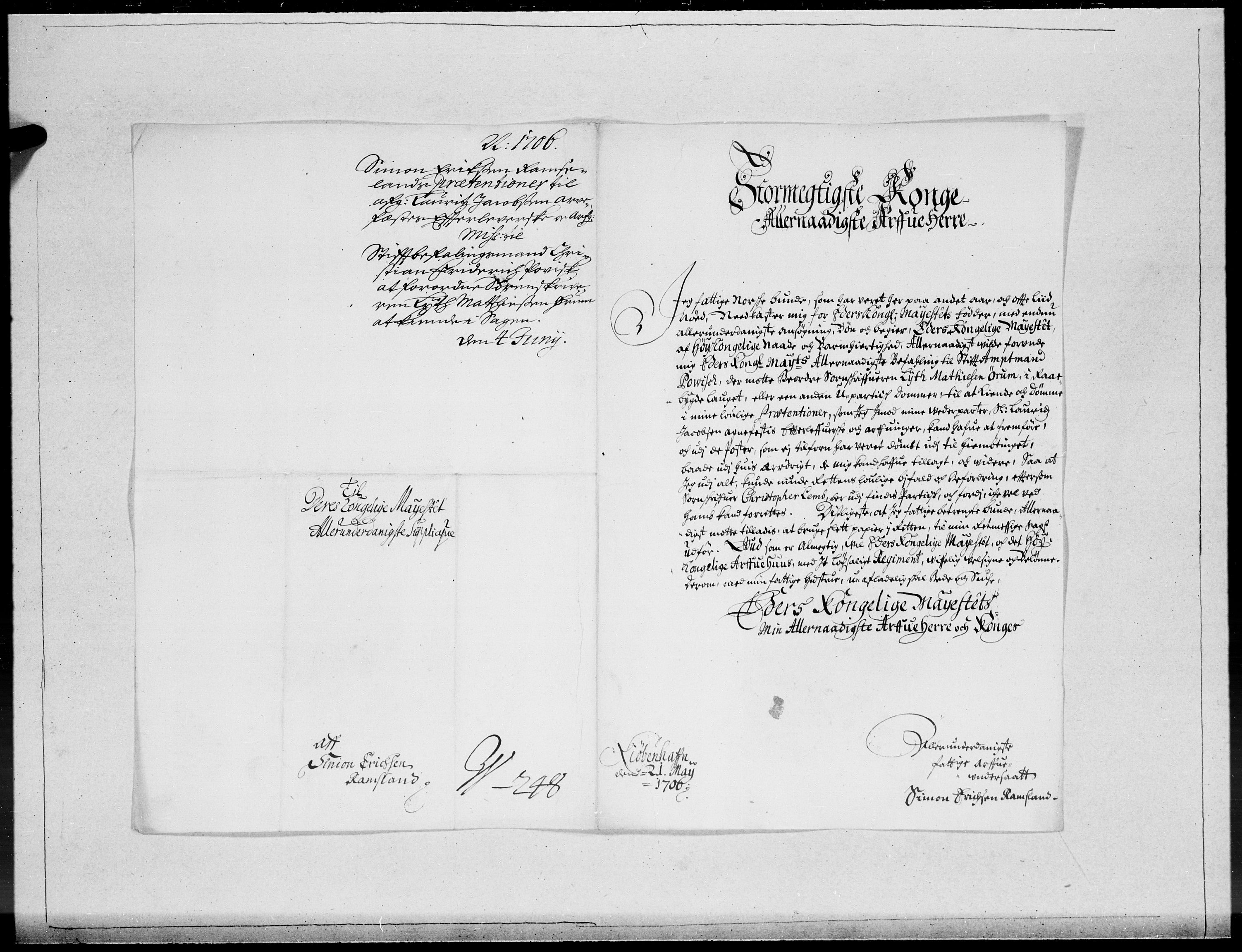 Danske Kanselli 1572-1799, RA/EA-3023/F/Fc/Fcc/Fcca/L0060: Norske innlegg 1572-1799, Mgl. nov.-des., 1706, s. 321