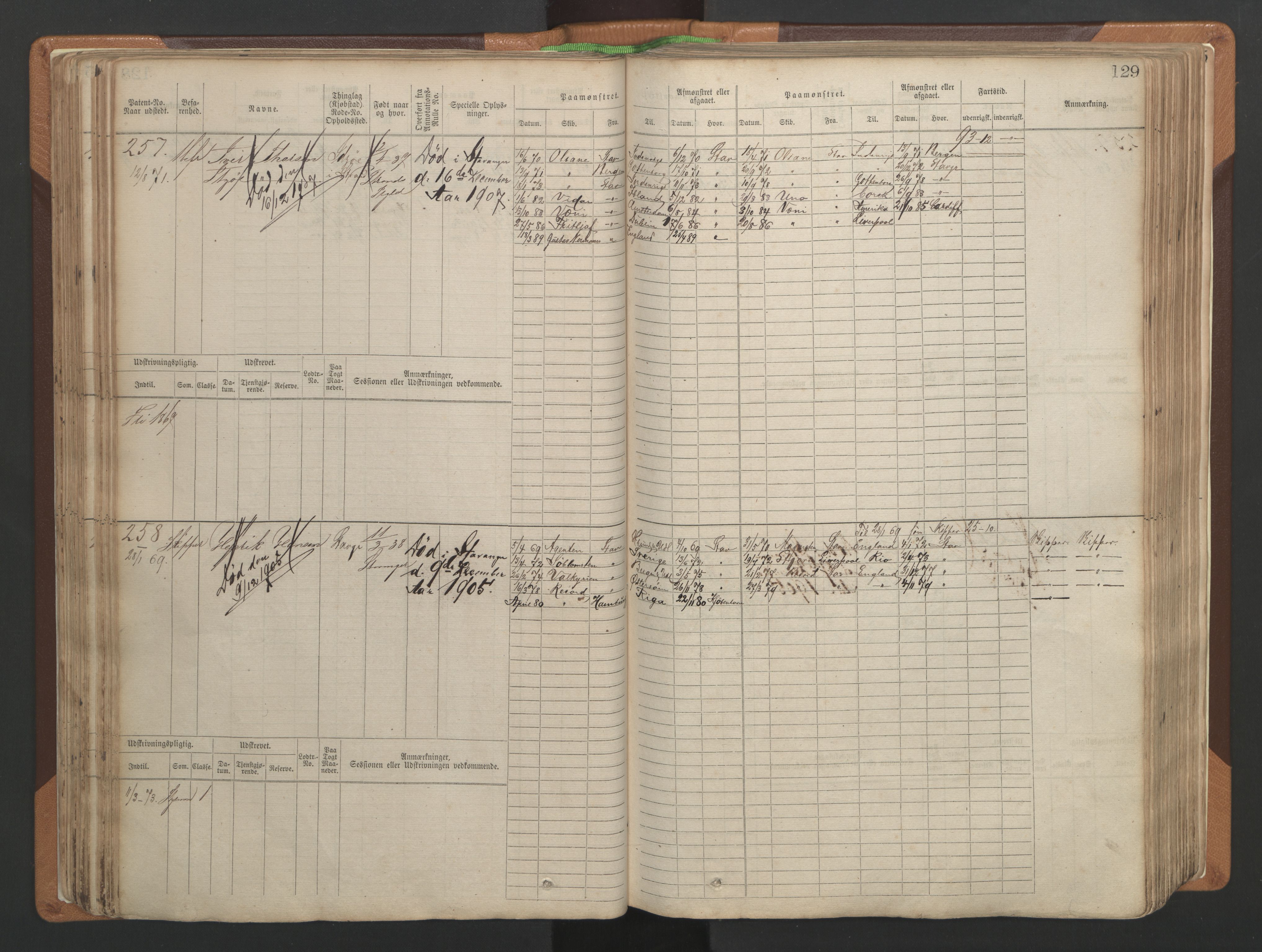 Stavanger sjømannskontor, AV/SAST-A-102006/F/Fb/Fbb/L0004: Sjøfartshovedrulle, patentnr. 1-792 (del 1), 1869-1880, s. 133