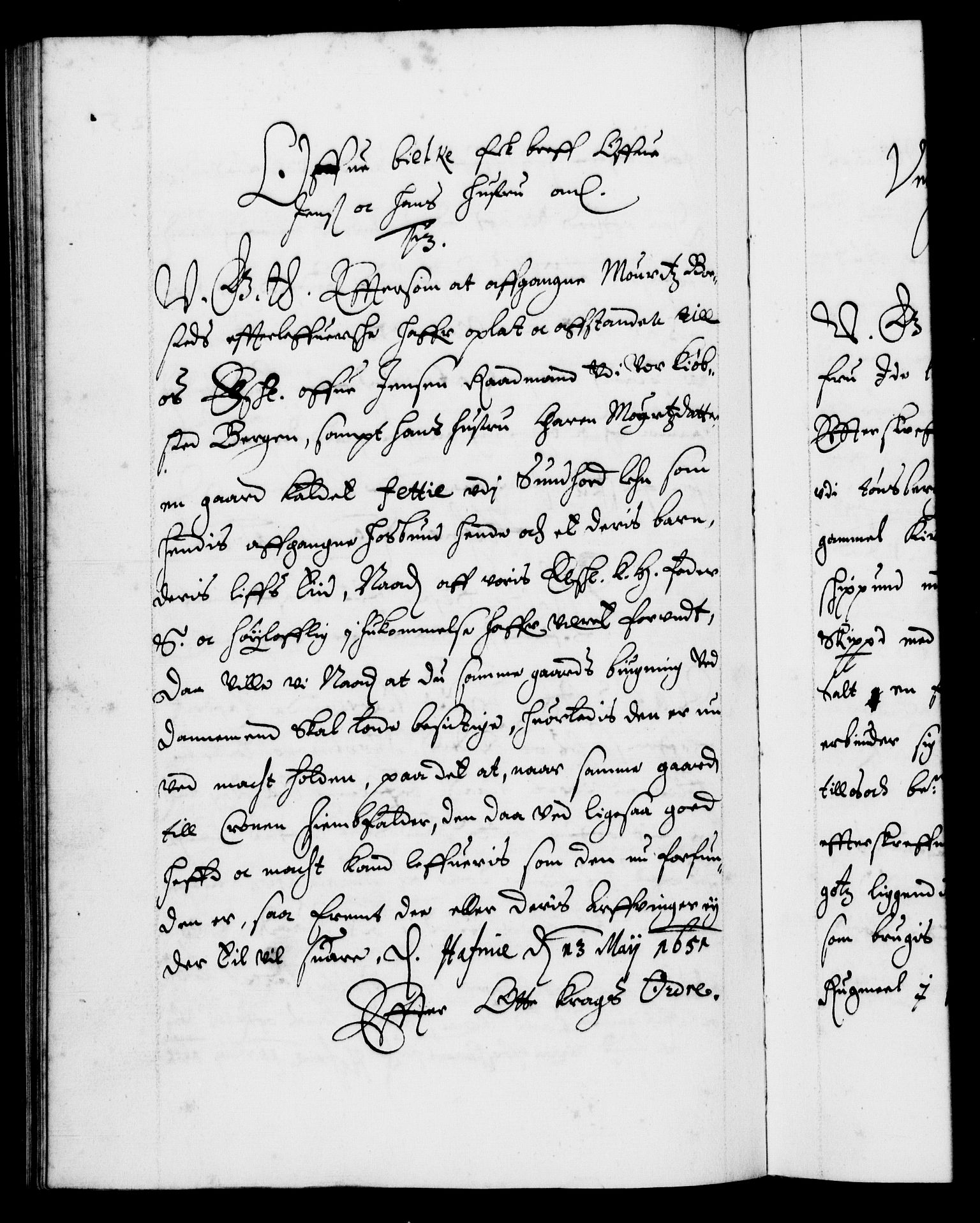 Danske Kanselli 1572-1799, AV/RA-EA-3023/F/Fc/Fca/Fcab/L0008: Norske tegnelser (mikrofilm), 1648-1652, s. 251b