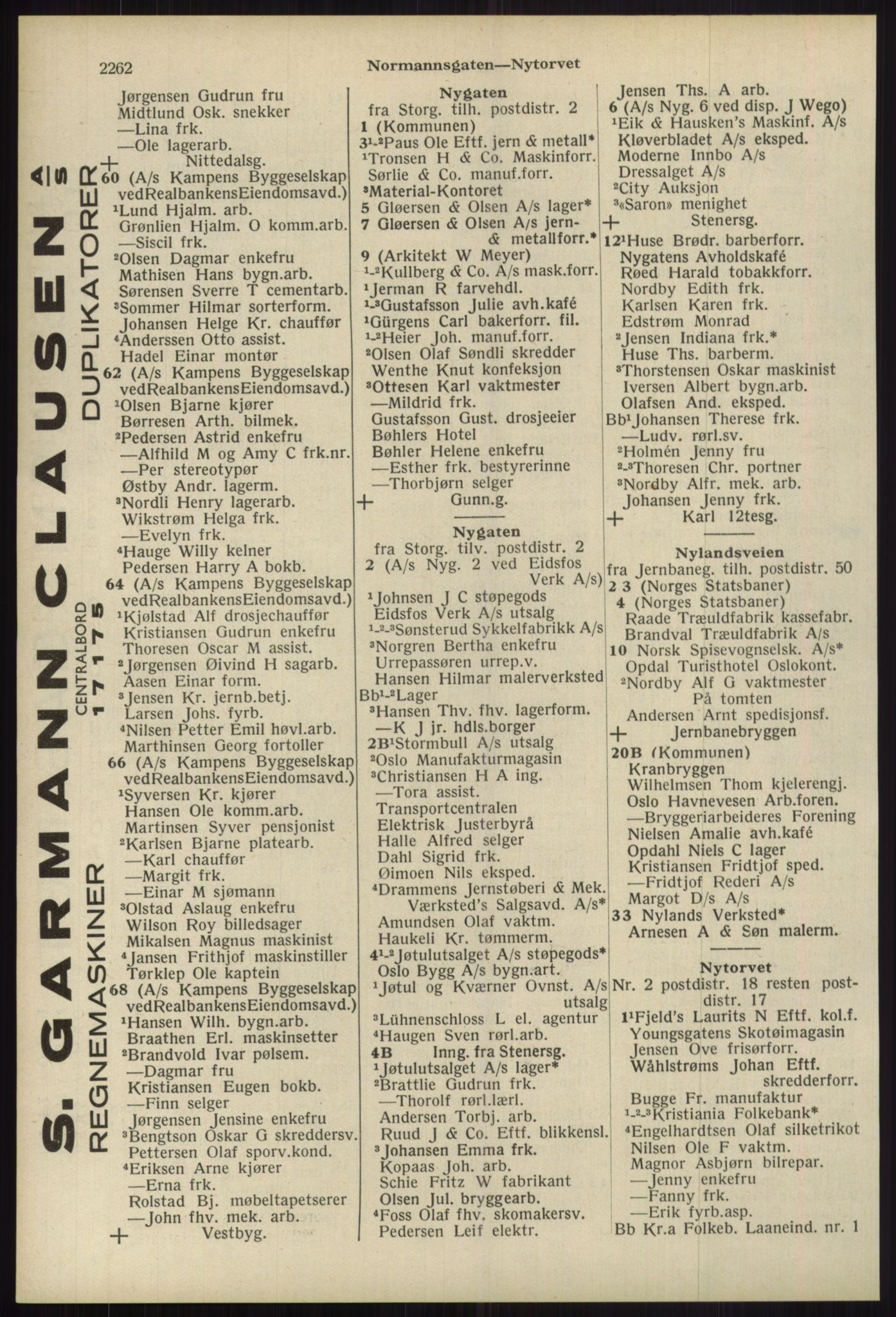 Kristiania/Oslo adressebok, PUBL/-, 1939, s. 2262