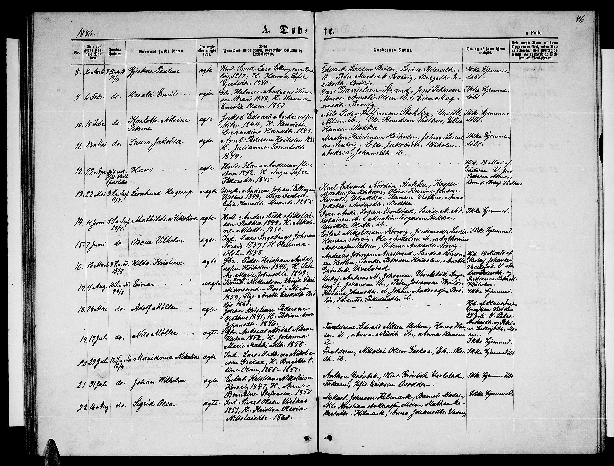 Ministerialprotokoller, klokkerbøker og fødselsregistre - Nordland, AV/SAT-A-1459/819/L0276: Klokkerbok nr. 819C02, 1869-1887, s. 46