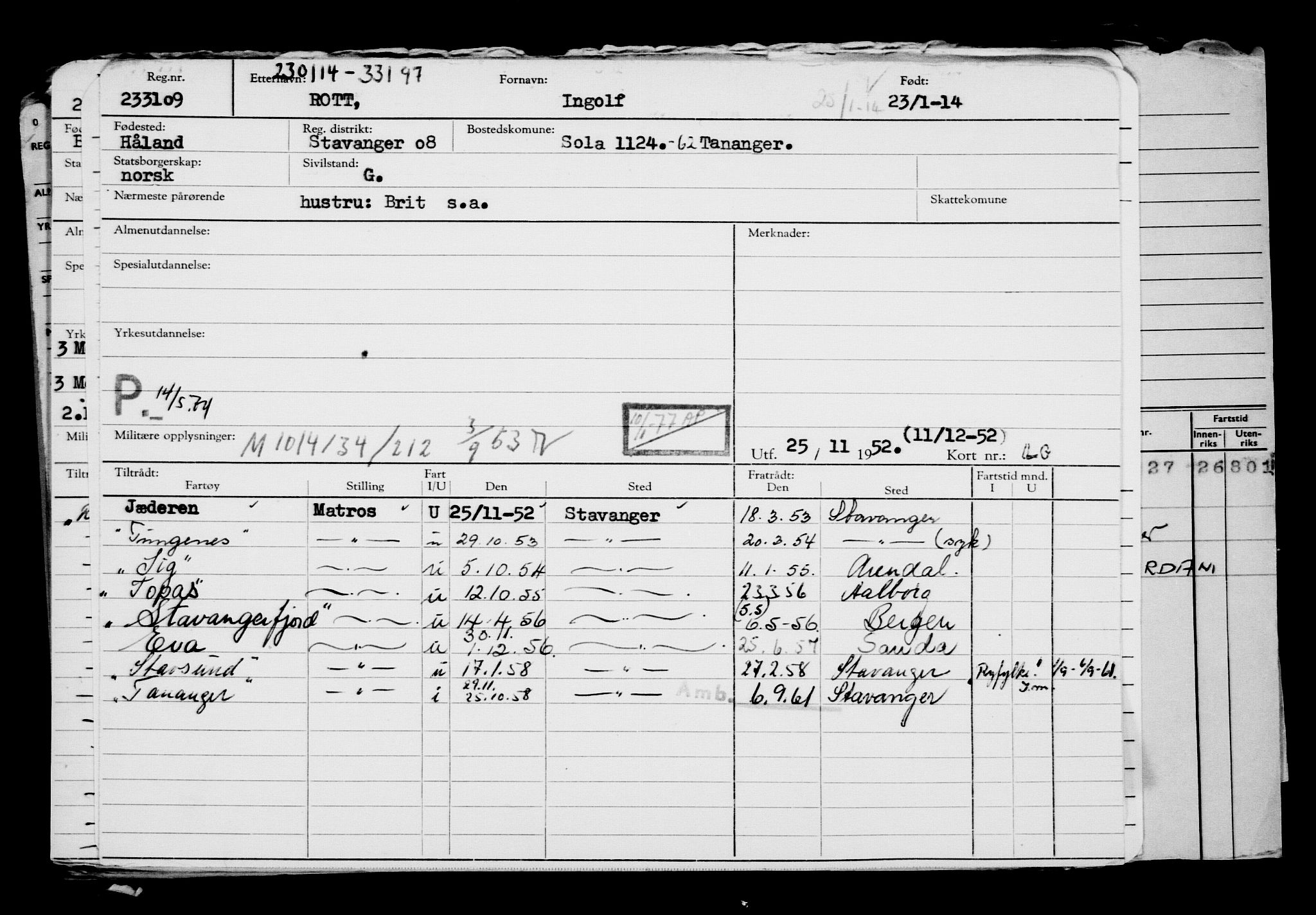 Direktoratet for sjømenn, AV/RA-S-3545/G/Gb/L0118: Hovedkort, 1914, s. 233