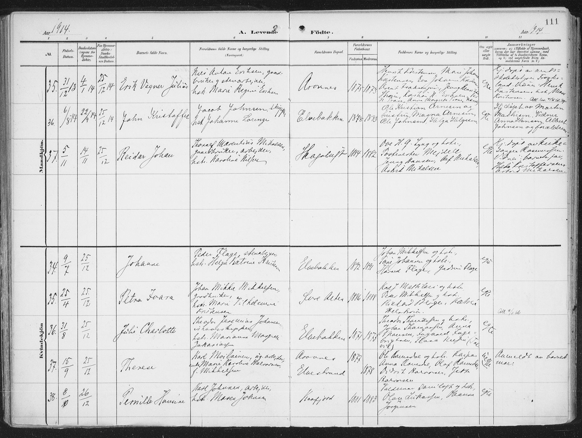 Alta sokneprestkontor, AV/SATØ-S-1338/H/Ha/L0005.kirke: Ministerialbok nr. 5, 1904-1918, s. 111