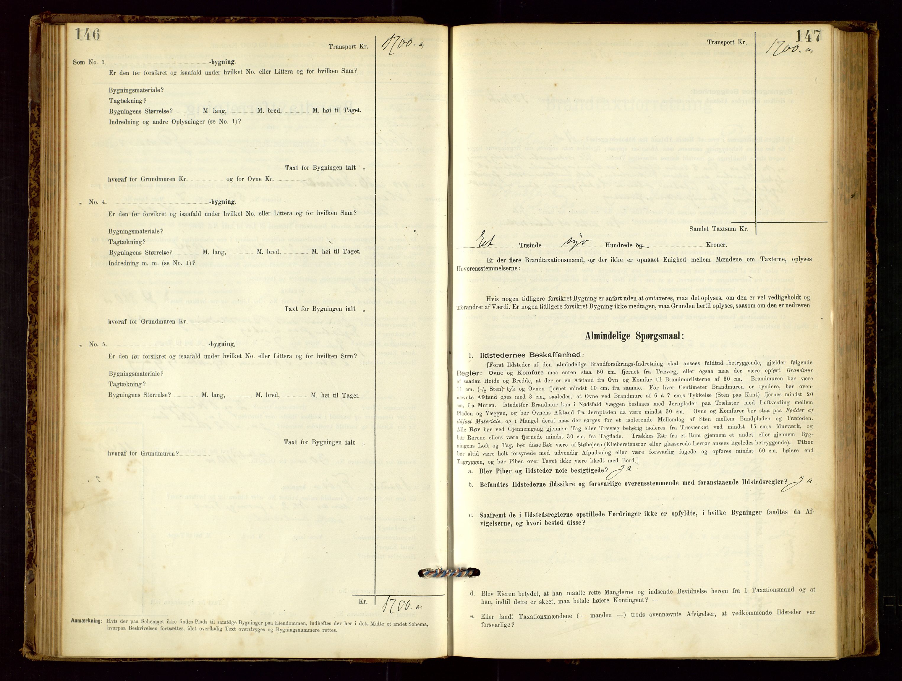 Høyland/Sandnes lensmannskontor, AV/SAST-A-100166/Gob/L0001: "Brandtaxtprotokol", 1890-1913, s. 146-147