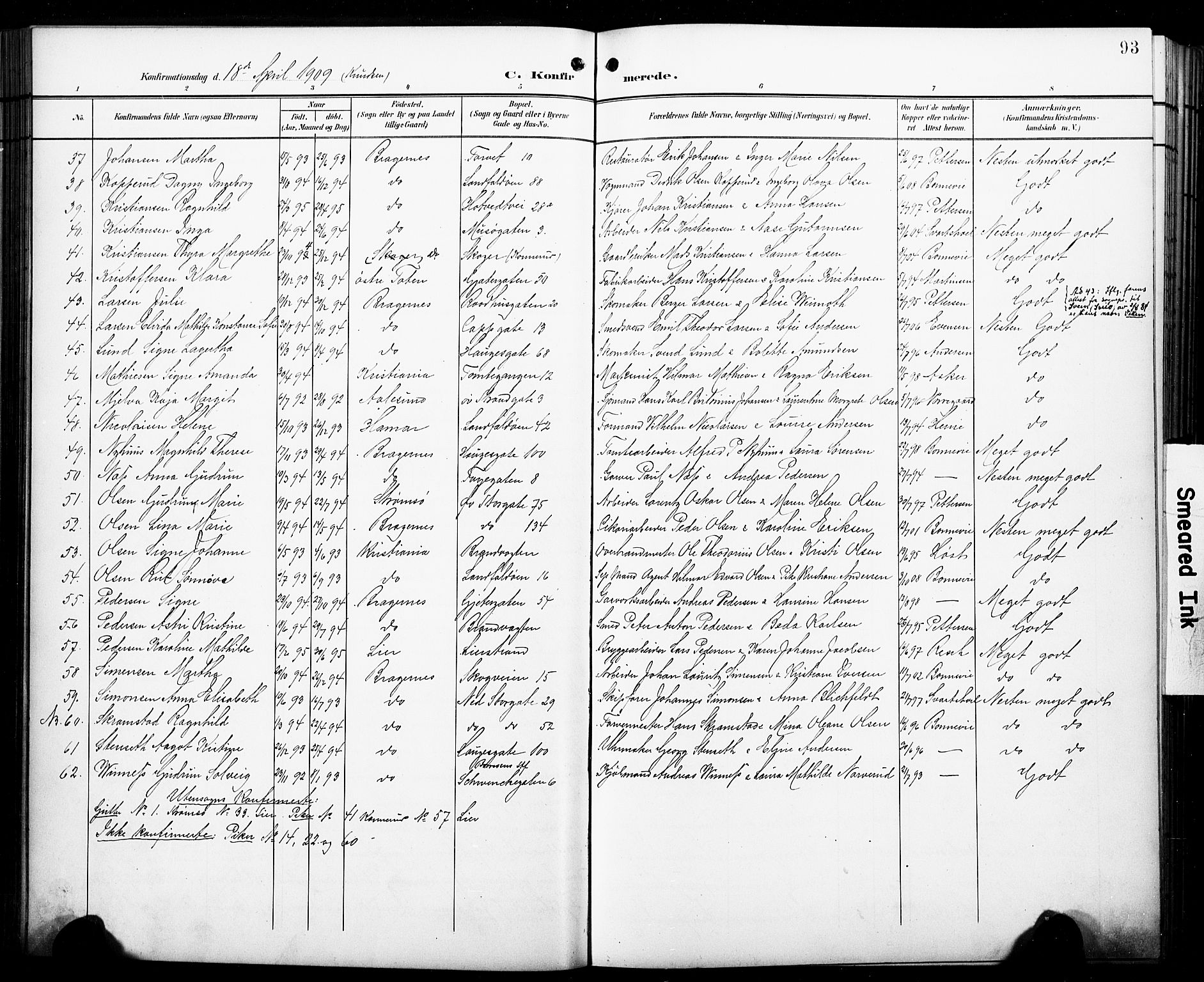 Bragernes kirkebøker, AV/SAKO-A-6/F/Fc/L0007: Ministerialbok nr. III 7, 1898-1909, s. 93