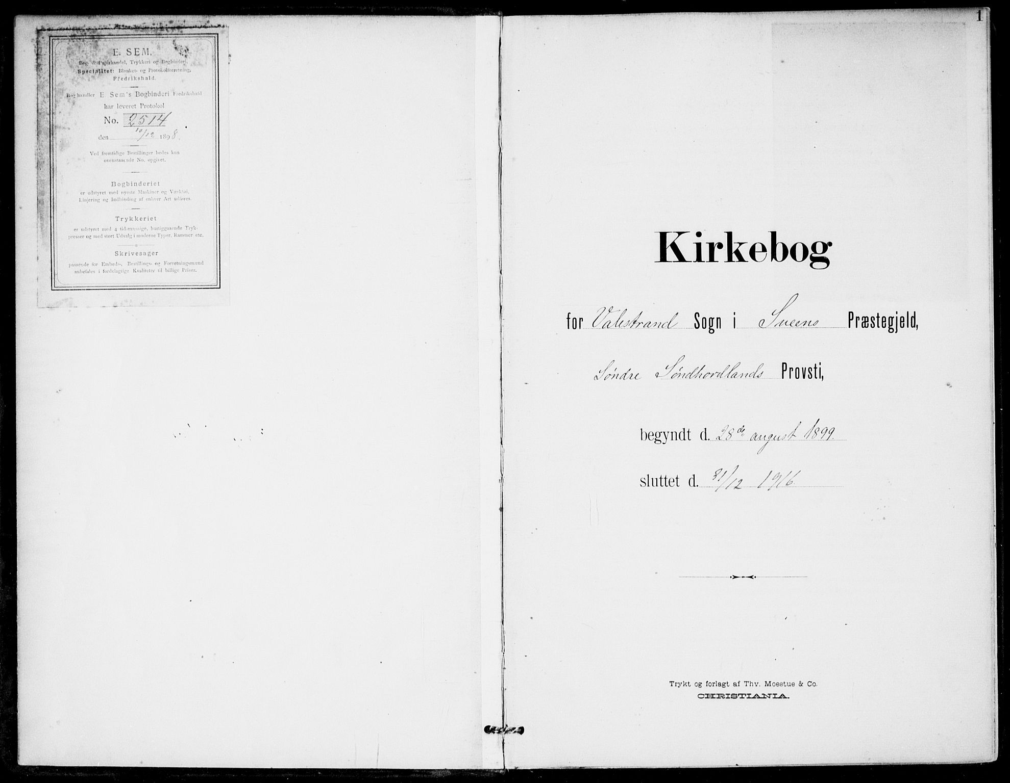 Sveio Sokneprestembete, AV/SAB-A-78501/H/Haa: Ministerialbok nr. C 3, 1899-1916, s. 1