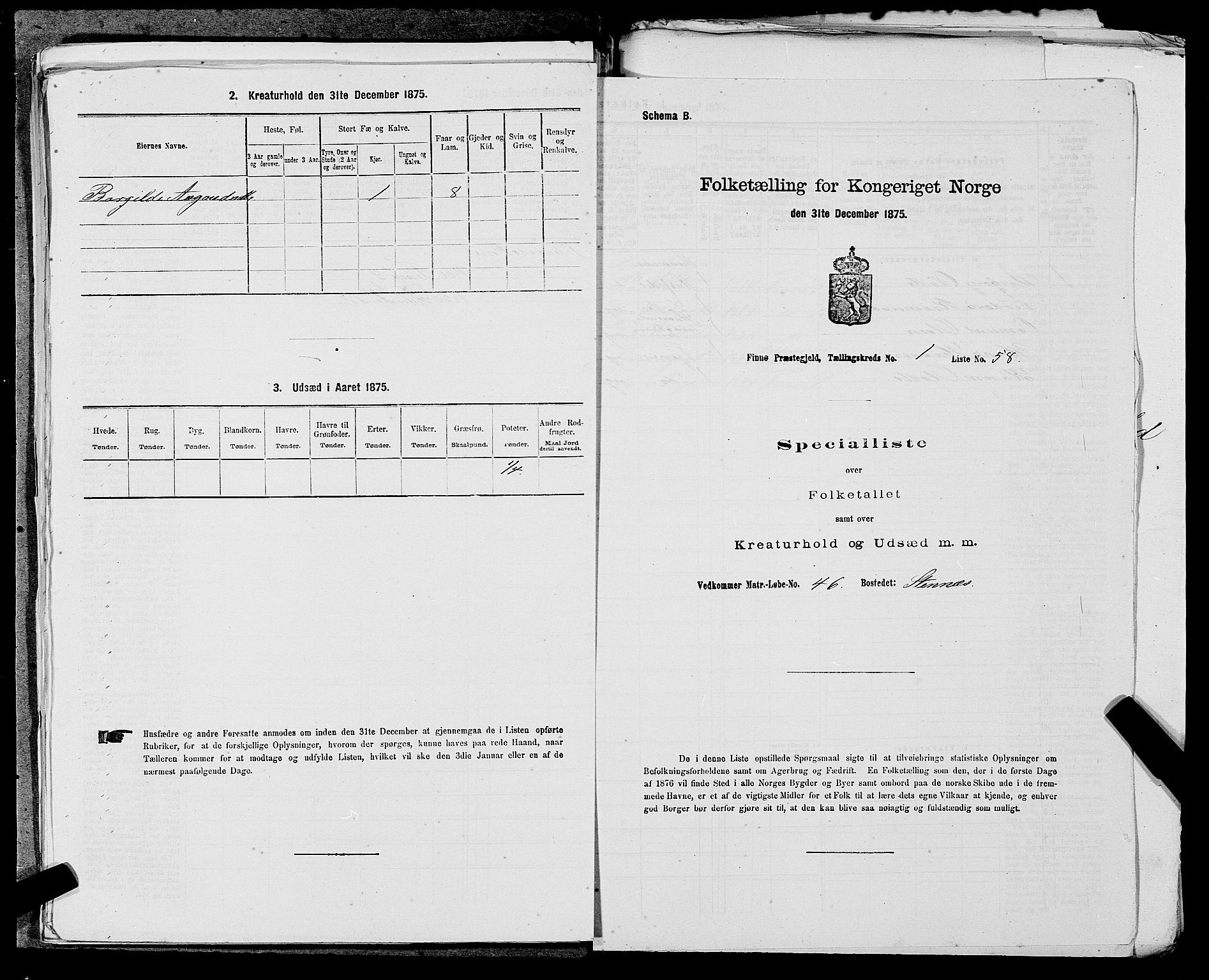 SAST, Folketelling 1875 for 1141P Finnøy prestegjeld, 1875, s. 153