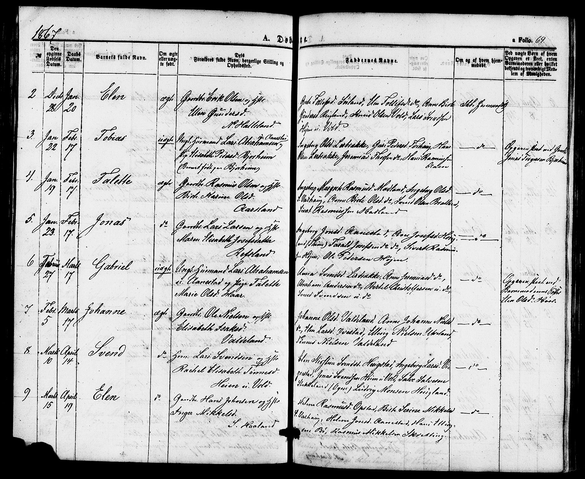 Hå sokneprestkontor, AV/SAST-A-101801/001/30BA/L0009: Ministerialbok nr. A 8, 1855-1878, s. 69