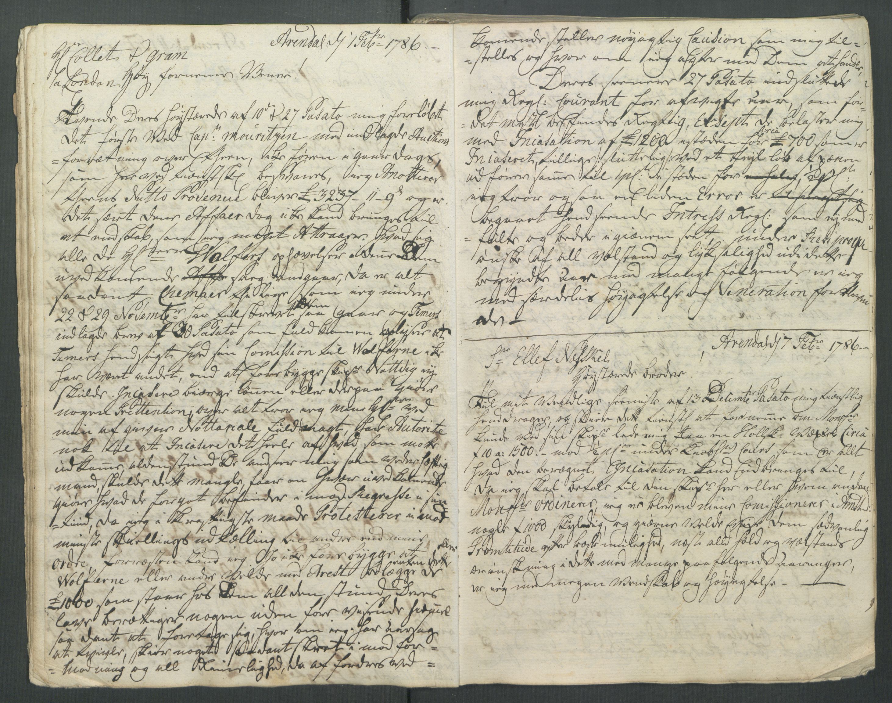 Samling av forretningsarkiv. A-Å, AAKS/PA-1060/F/Fa/L0125: Herlofson,Hans. Kopibok, 1785-1788, s. 27