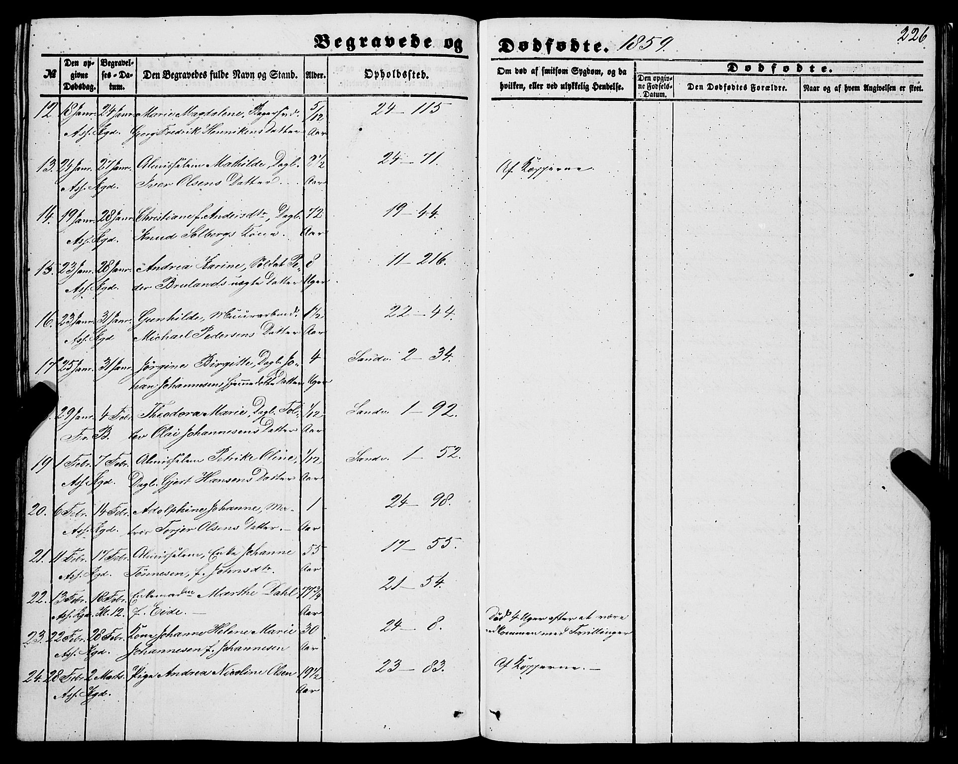 Korskirken sokneprestembete, SAB/A-76101/H/Haa: Ministerialbok nr. E 2, 1848-1862, s. 226