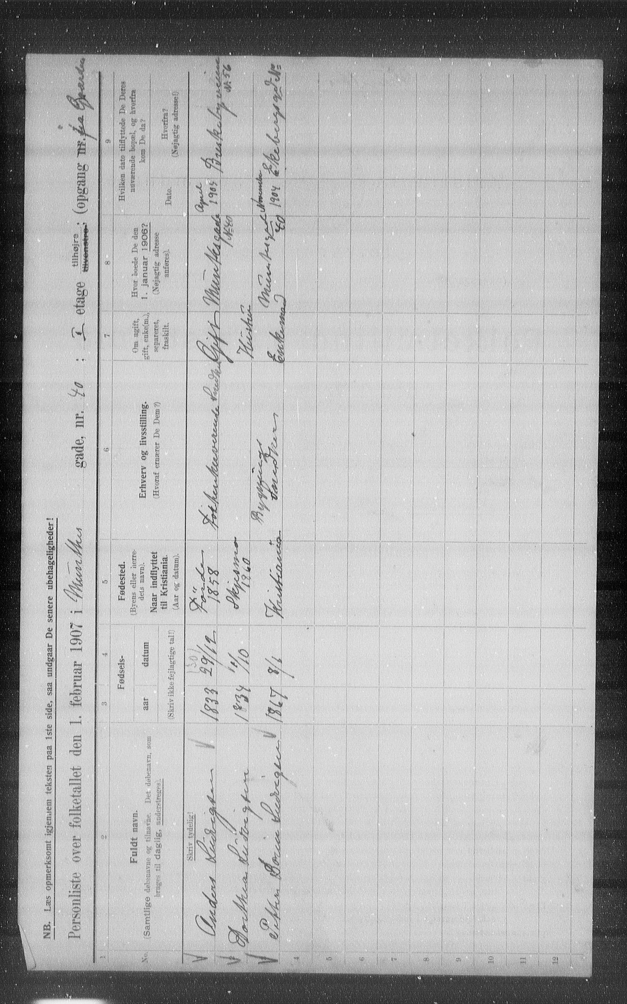 OBA, Kommunal folketelling 1.2.1907 for Kristiania kjøpstad, 1907, s. 34841