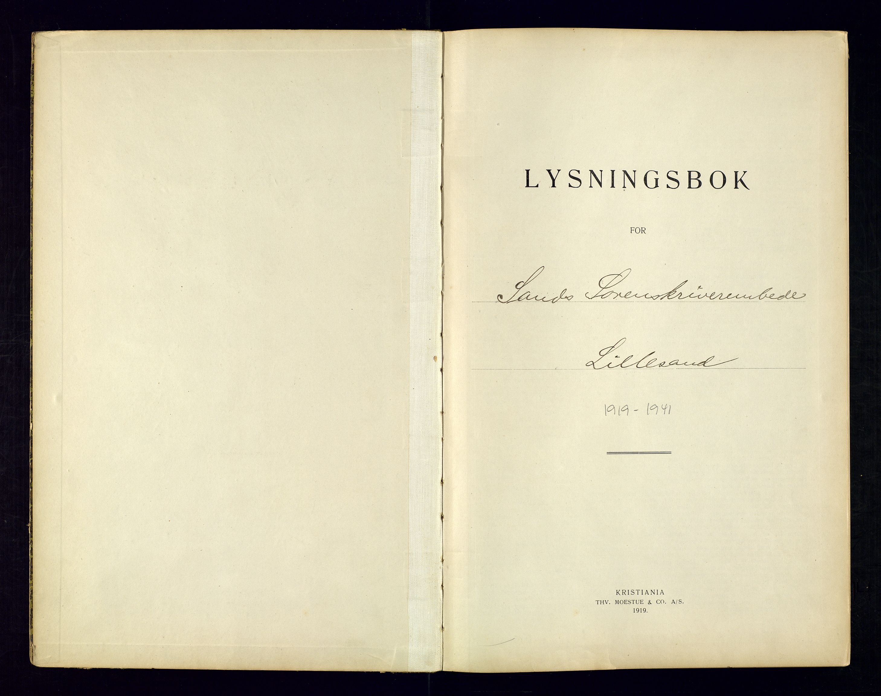 Sand sorenskriveri - 2, SAK/1221-0110/I/Ib/L0532/0002: Lysning og vigsel / Lysningsbok for Lillesand, 1919-1941