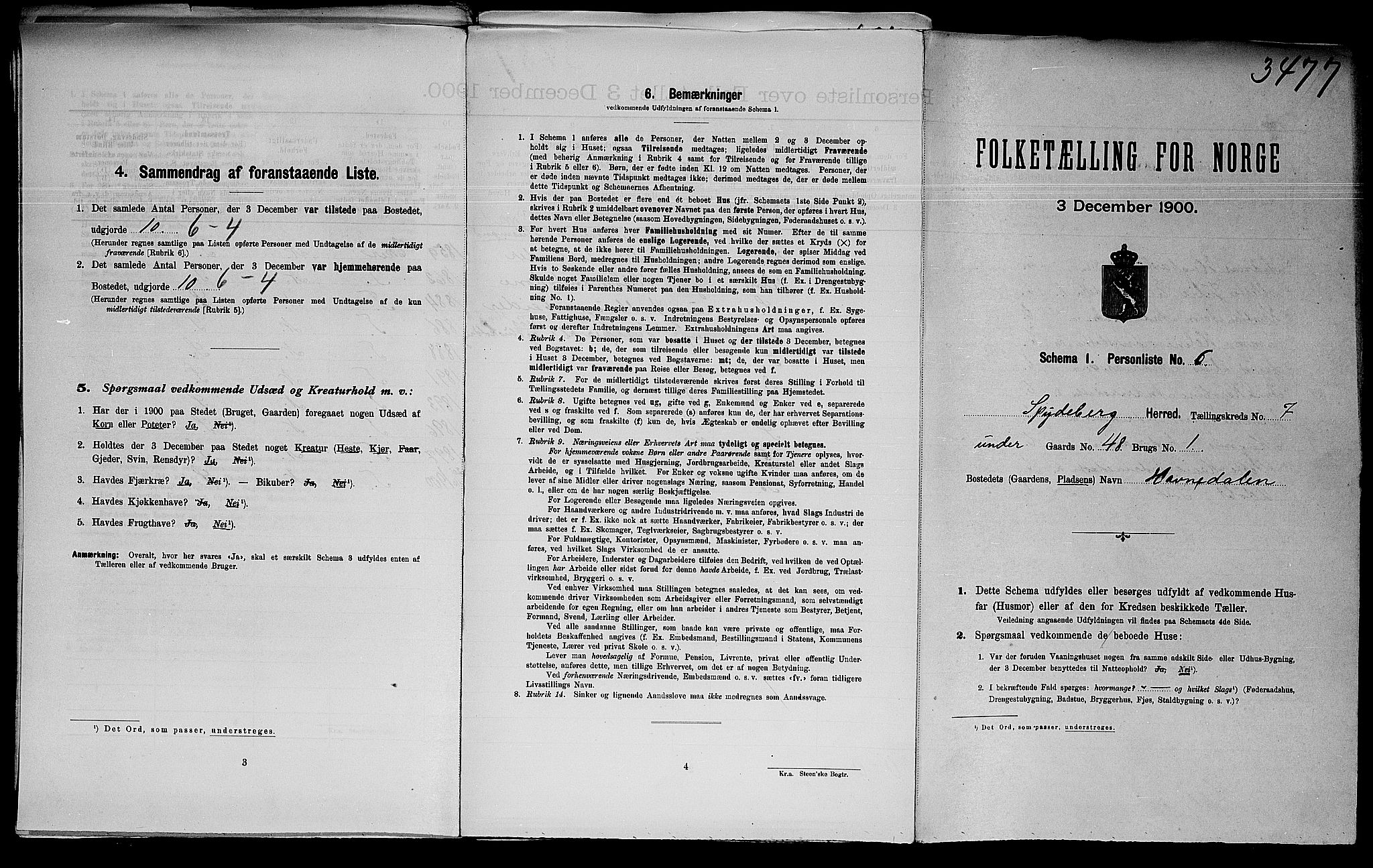 SAO, Folketelling 1900 for 0123 Spydeberg herred, 1900