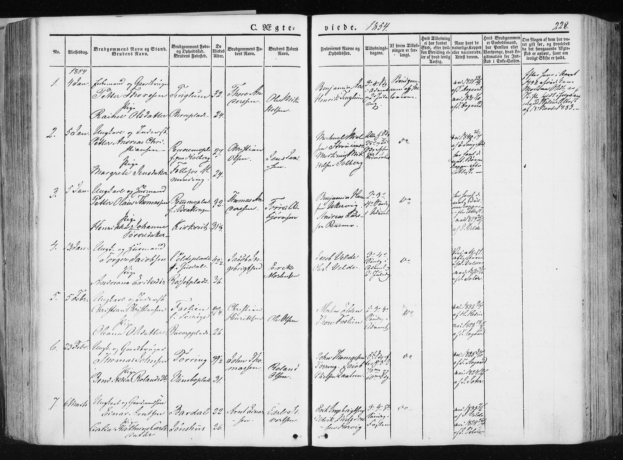 Ministerialprotokoller, klokkerbøker og fødselsregistre - Nord-Trøndelag, SAT/A-1458/741/L0393: Ministerialbok nr. 741A07, 1849-1863, s. 228