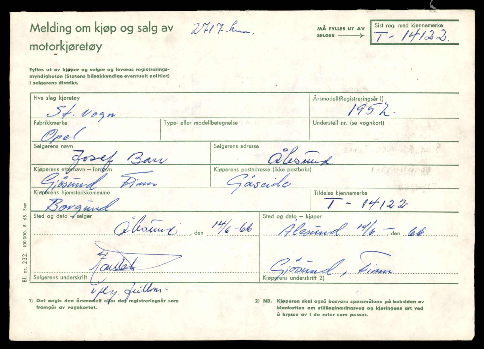 Møre og Romsdal vegkontor - Ålesund trafikkstasjon, AV/SAT-A-4099/F/Fe/L0043: Registreringskort for kjøretøy T 14080 - T 14204, 1927-1998, s. 1153
