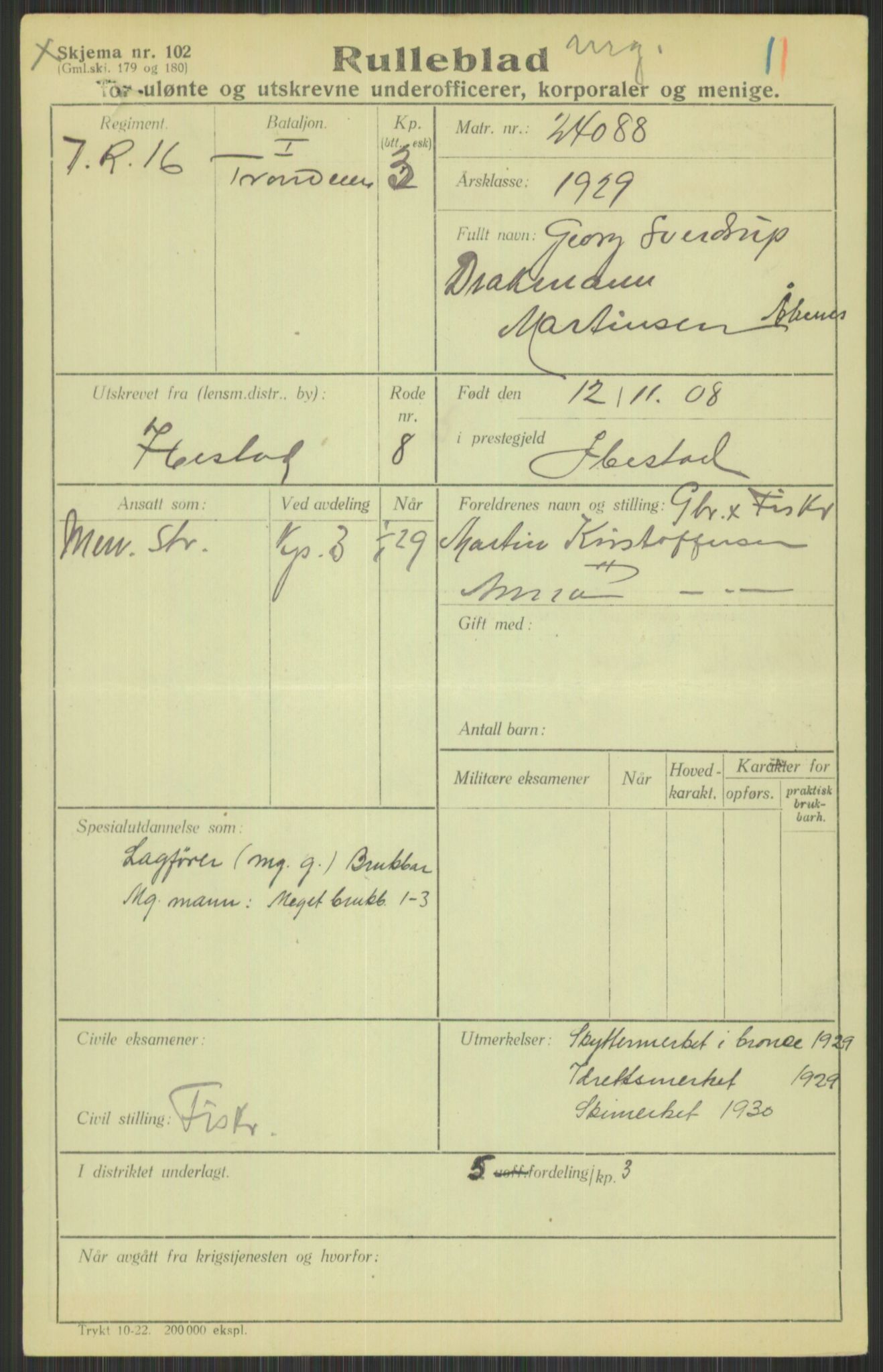 Forsvaret, Troms infanteriregiment nr. 16, AV/RA-RAFA-3146/P/Pa/L0013/0004: Rulleblad / Rulleblad for regimentets menige mannskaper, årsklasse 1929, 1929, s. 749