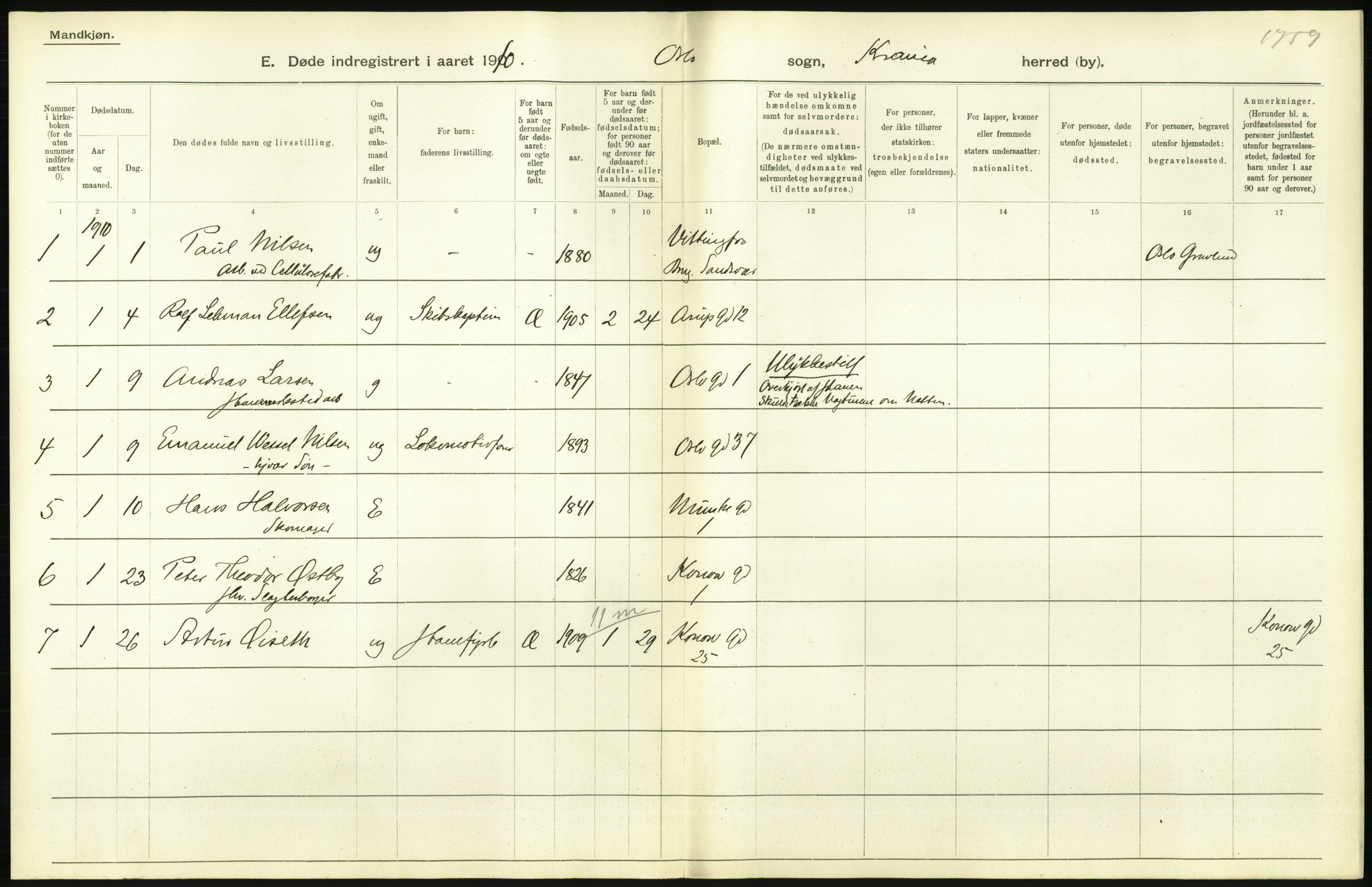 Statistisk sentralbyrå, Sosiodemografiske emner, Befolkning, RA/S-2228/D/Df/Dfa/Dfah/L0008: Kristiania: Døde, 1910, s. 662