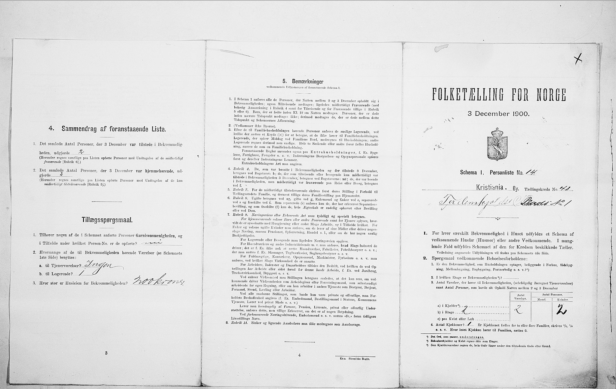 SAO, Folketelling 1900 for 0301 Kristiania kjøpstad, 1900, s. 102740