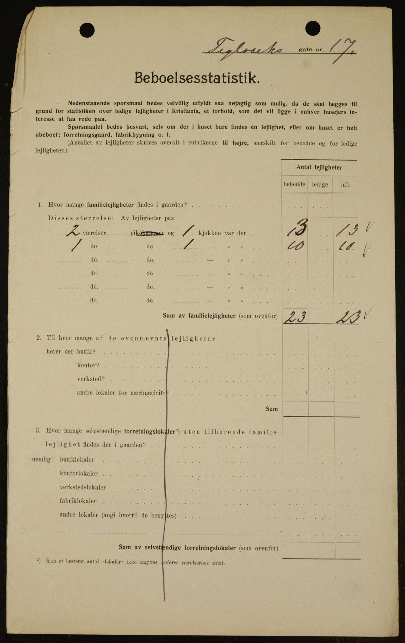 OBA, Kommunal folketelling 1.2.1909 for Kristiania kjøpstad, 1909, s. 97491